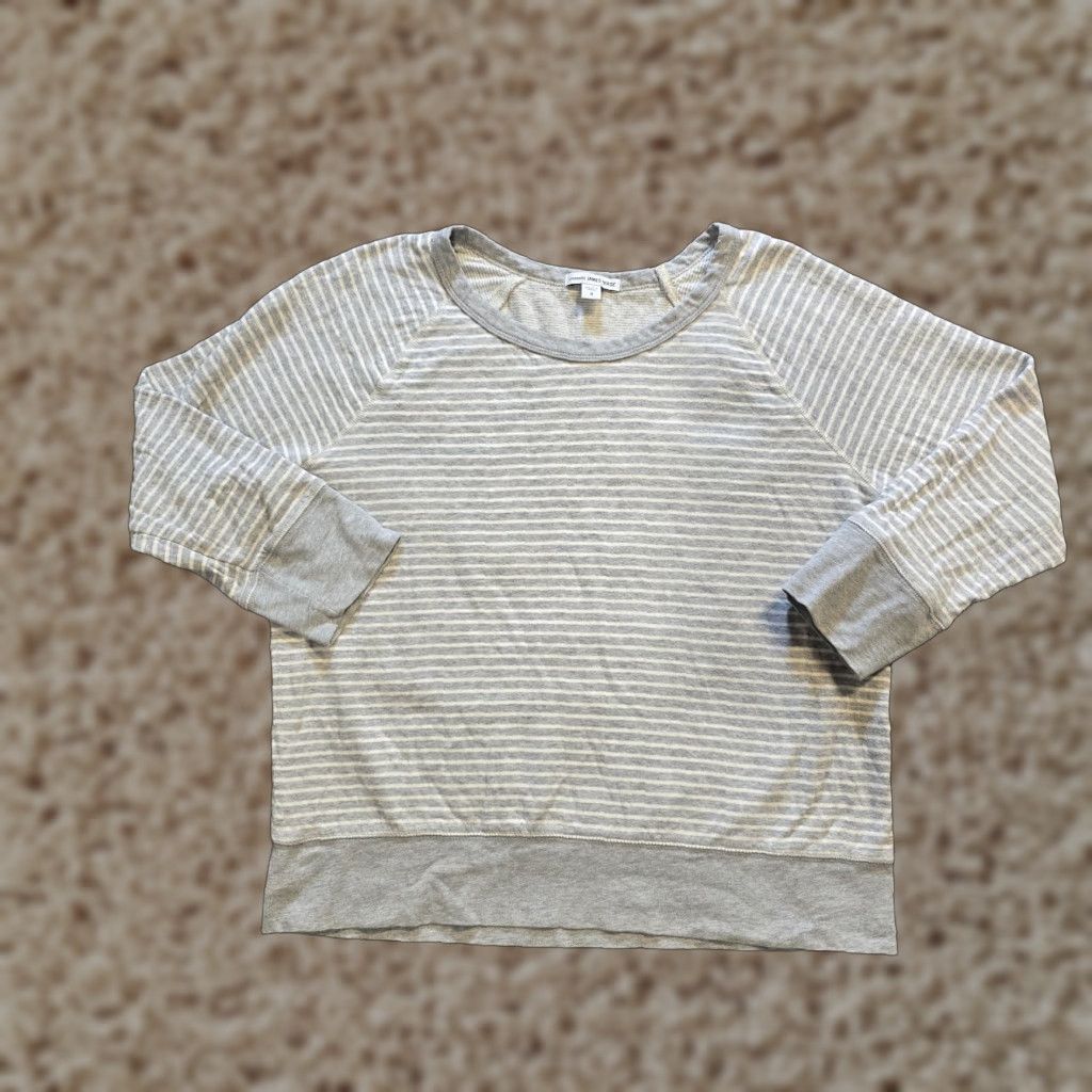 James Perse James Perse Top Womens XL Gray Striped Crew Neck Lounge Casual Comfort Shirt Size XL / US 12-14 / IT 48-50 - 1 Thumbnail