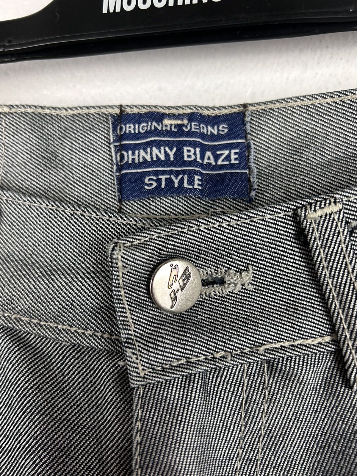 Vintage 90s Vintage Johnny Blaze Crazy Flared Silver Denim Jeans Size US 30 / EU 46 - 10 Thumbnail