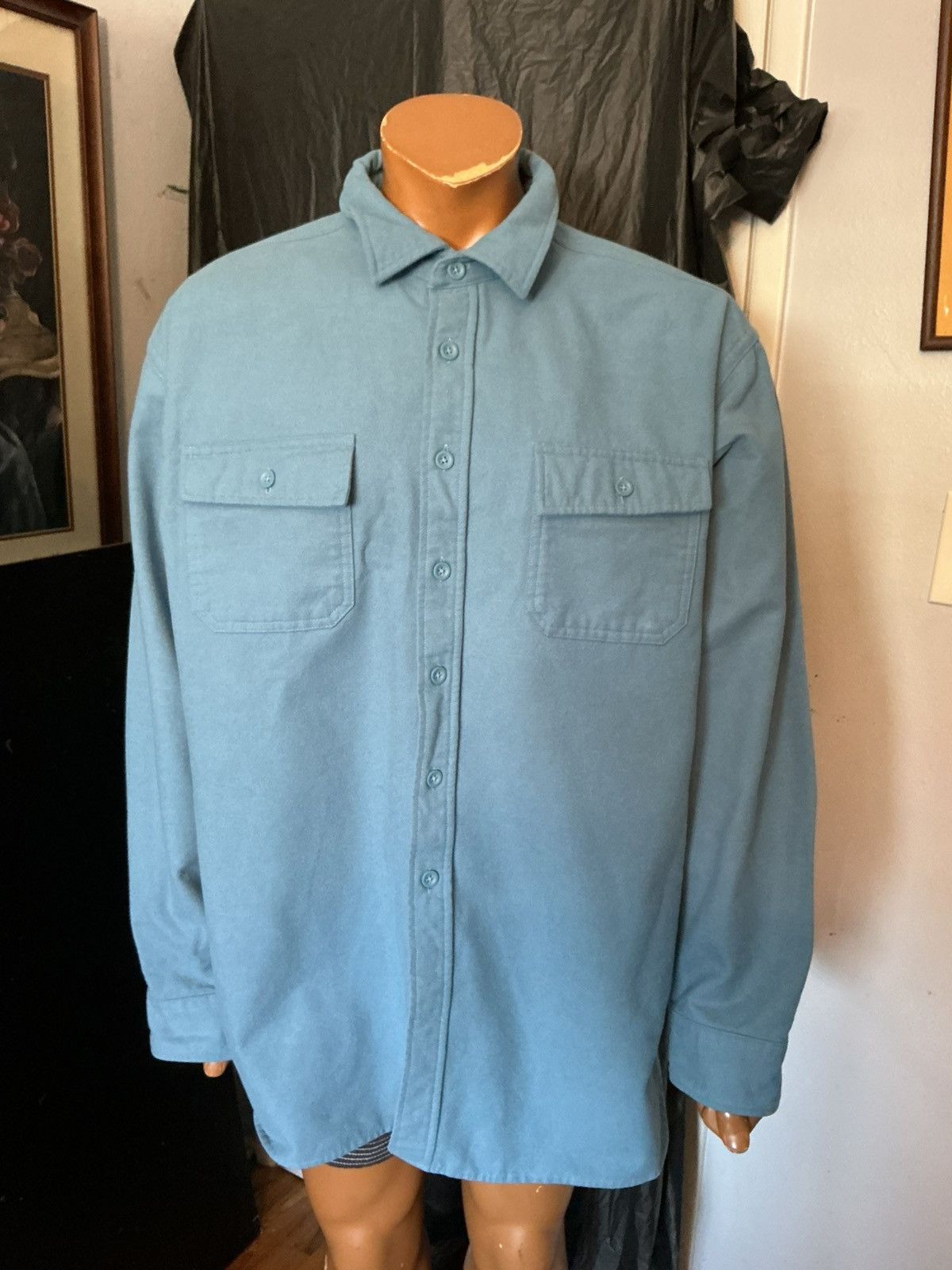 L.L. Bean L.L. Bean Chamois Cloth Flannel Button Front L/S Shirt Size US XXL / EU 58 / 5 - 6 Thumbnail