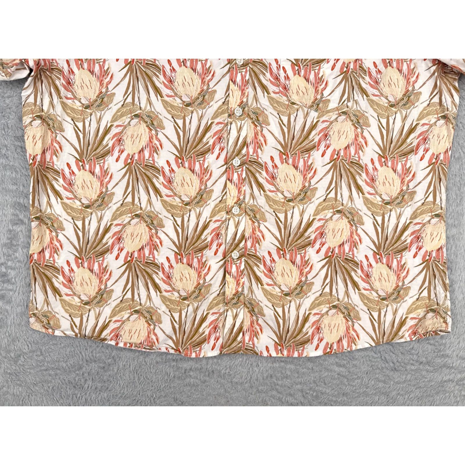 Vintage APT 9 Shirt Men Hawaiian Floral 2XL XXL White Beige Red Cotton Blend Button Up Size US XXL / EU 58 / 5 - 5 Thumbnail