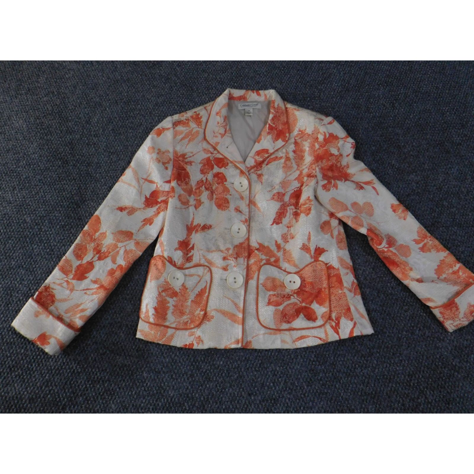 Coldwater Creek Coldwater Creek Blazer Womens Petite 8 White Floral Cotton Blend Button Zipper Tweed Jacket Womens, Blazer, Petite, White, Floral, 8P, Coldwater Creek Size M / US 6-8 / IT 42-44 - 4 Thumbnail