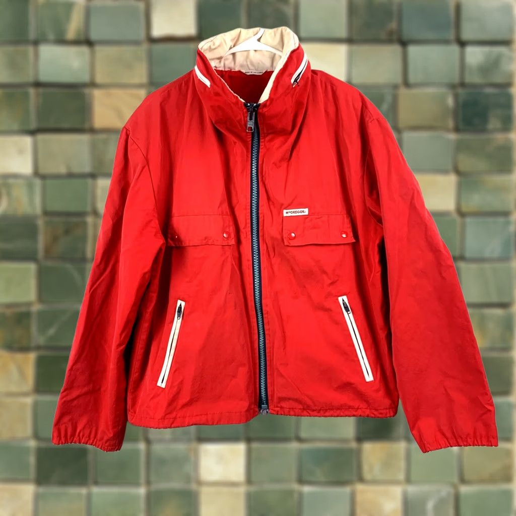 McGregor VINTAGE McGregor Red Coaches Jacket Zipper Hood Large Jacket Mens Size US L / EU 52-54 / 3 - 1 Thumbnail