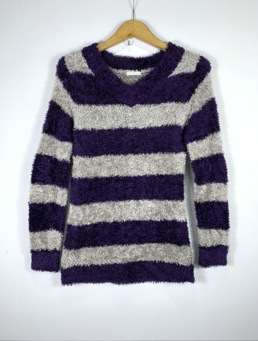 Japanese Brand Japanese Mohair Grunge Stripe Purpel Kurt Cobain Style Size US M / EU 48-50 / 2 - 1 Thumbnail