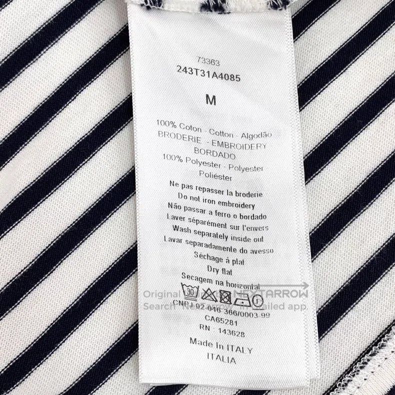 Dior Dior White striped letter print cotton round-neck short-sl Size M / US 6-8 / IT 42-44 - 7 Thumbnail