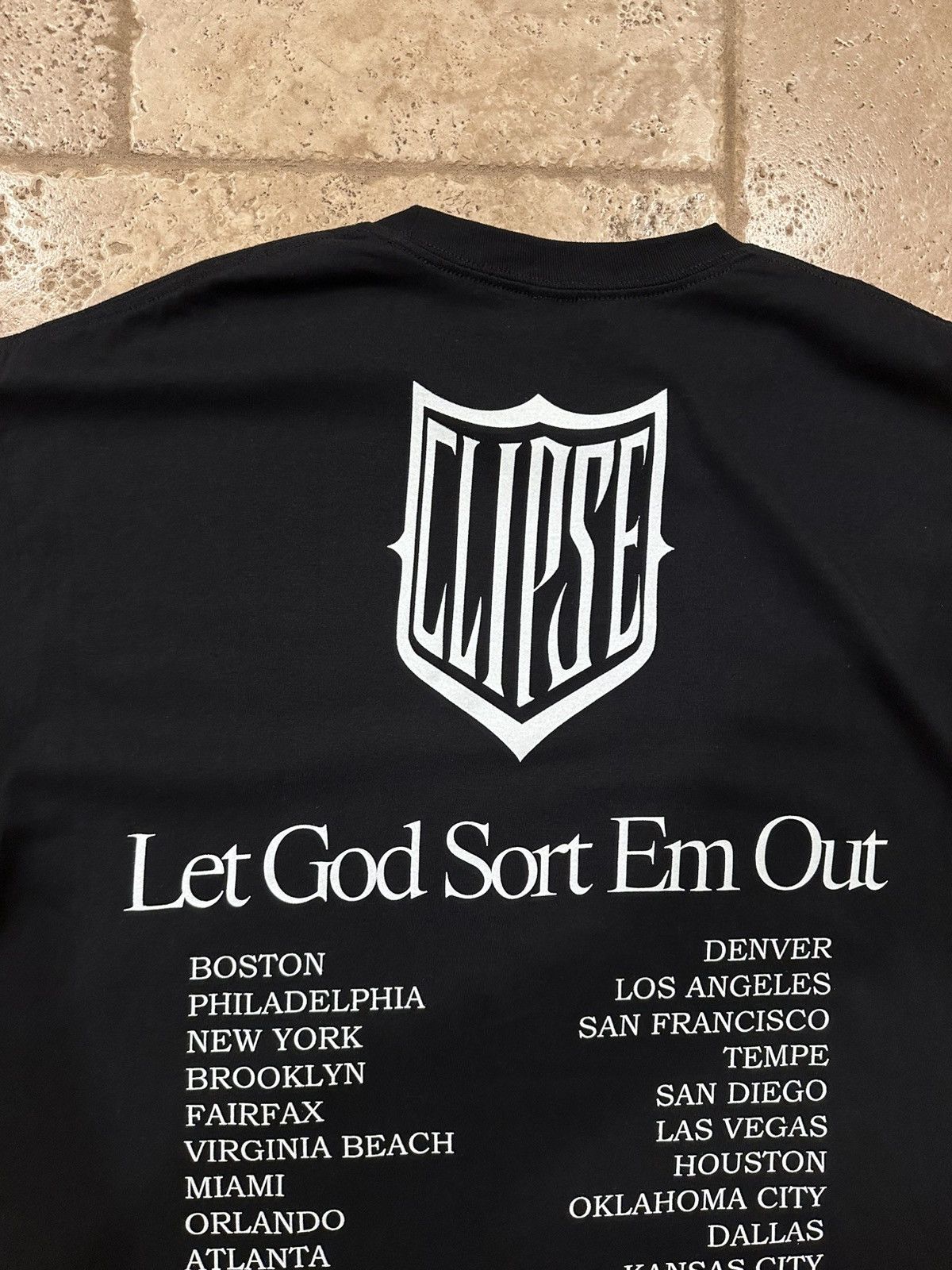 Rap Tees Clipse Prayer Hands “Let God Sort Em Out” Logo Tour Black T Size US XL / EU 56 / 4 - 11 Thumbnail