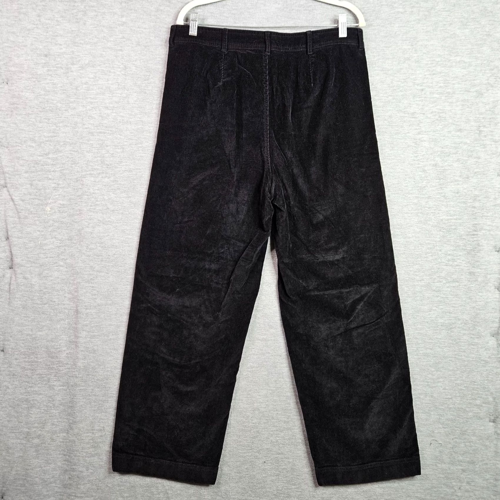 Everlane EVERLANE Black Wide Leg Corduroy High Rise Pant 14 Women's Pants Size 36" / US 14 / IT 50 - 2 Thumbnail