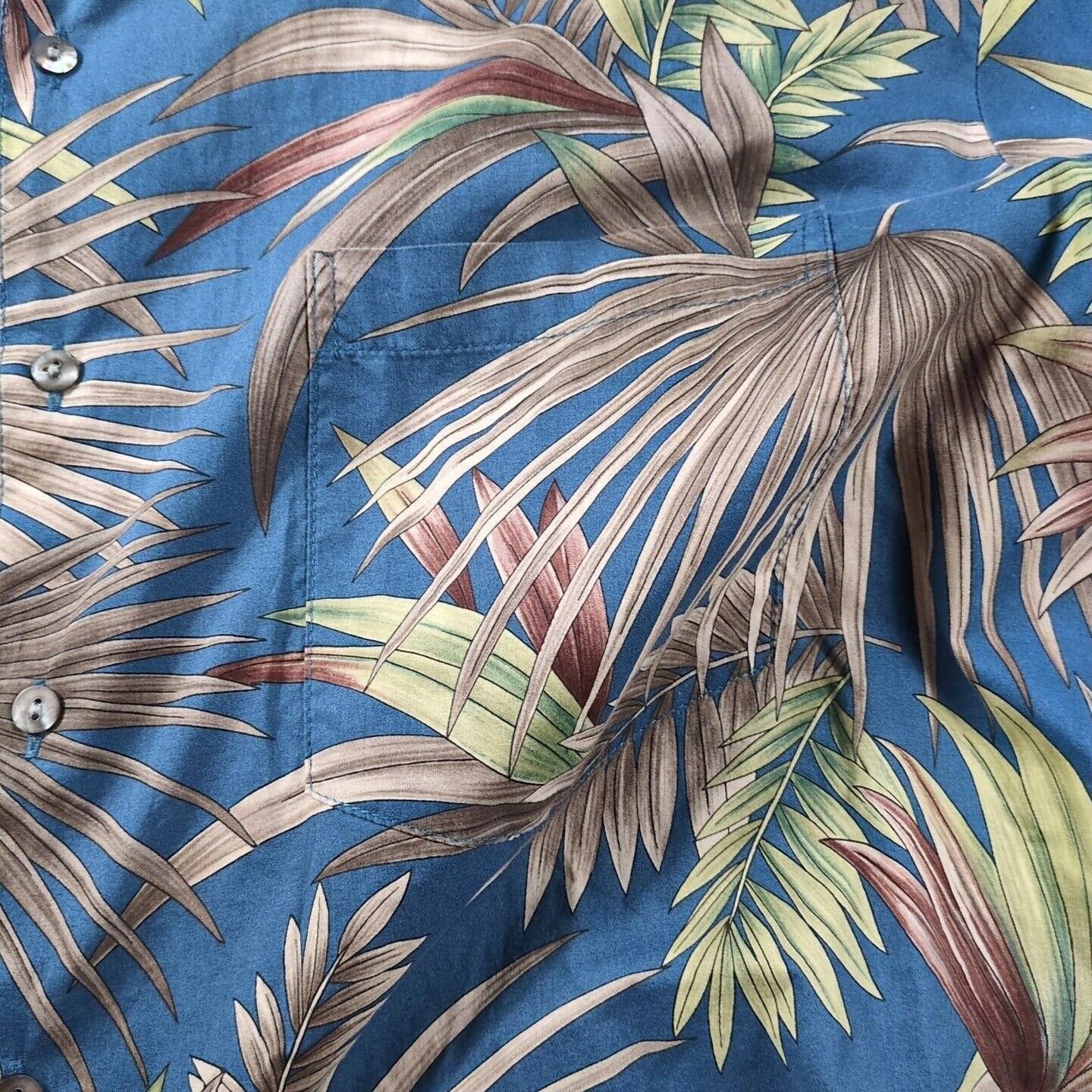 Tori Richard VTG Tori Richard Men Hawaiian Shirt L Blue Leaf Cotton Lawn Size US L / EU 52-54 / 3 - 3 Thumbnail