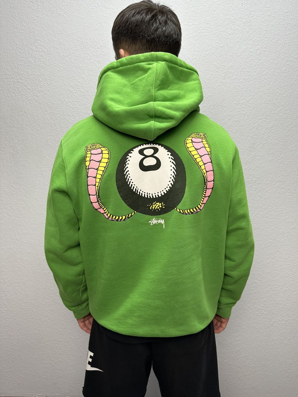 Vintage Stussy Big Logo Hoodie Boxy Green Y2K