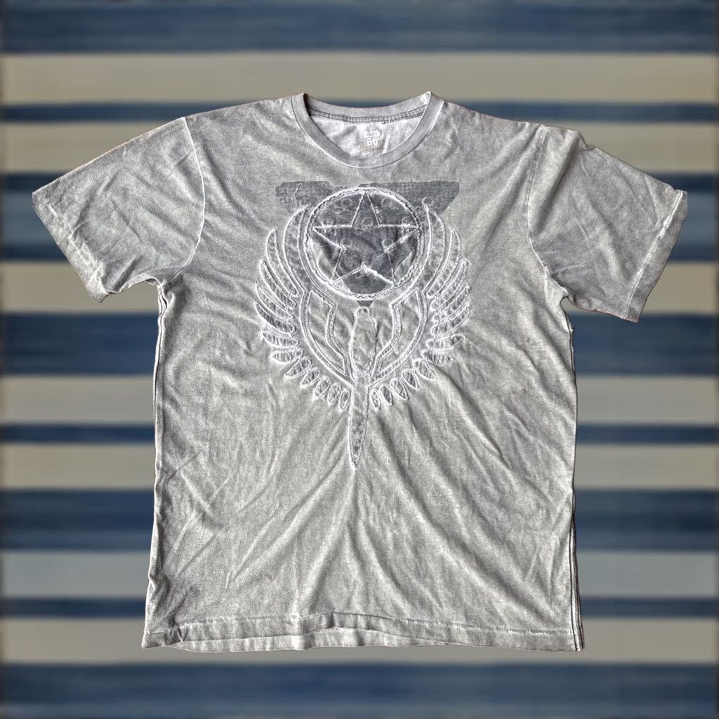 Route 66 VINTAGE Route 66 T-Shirt Mens L Gray Y2K Star Embroidered Cyber 90s Retro Skater Pattern Striped Short Sleeve Crew Neck Knit Cotton◇ Size US L / EU 52-54 / 3 - 1 Thumbnail