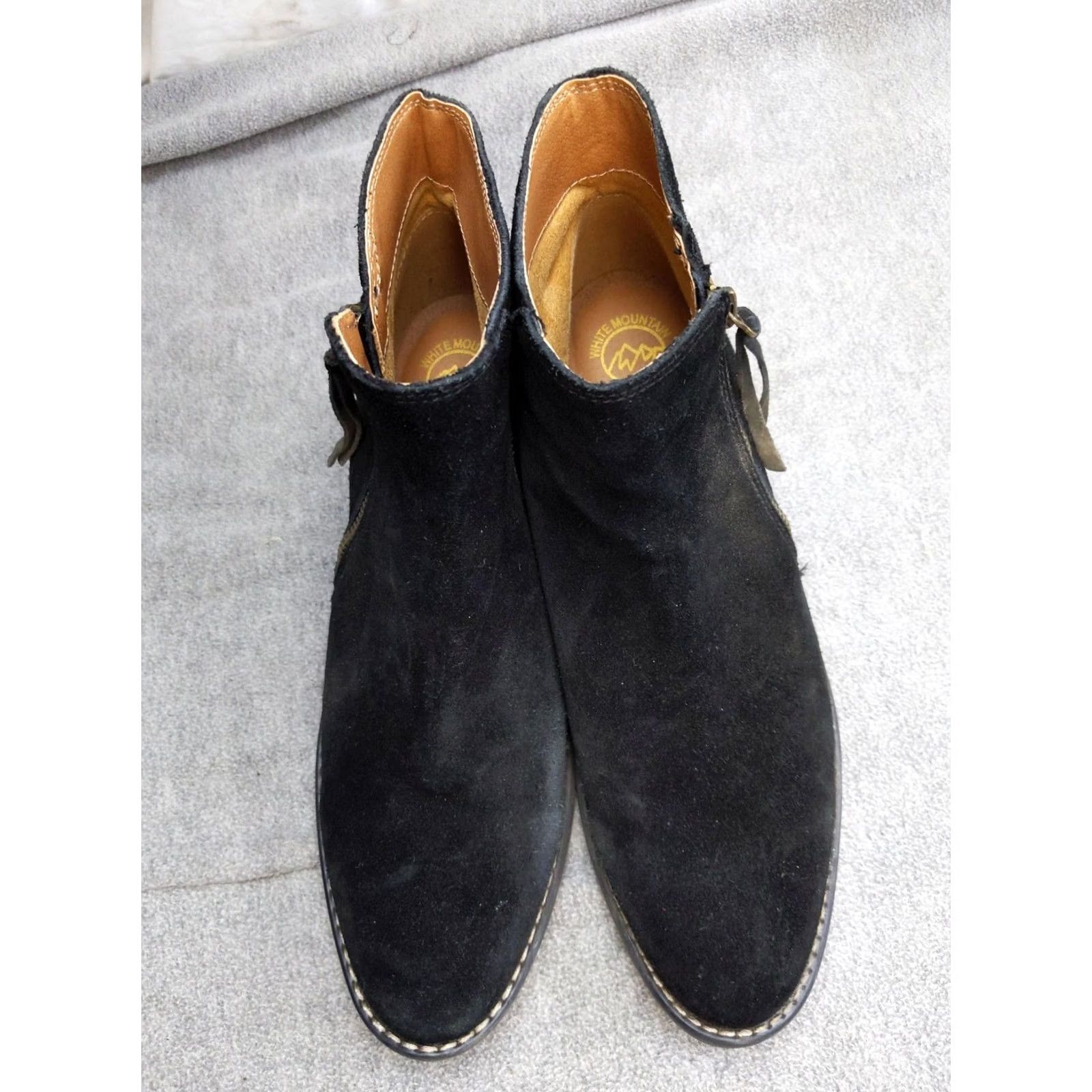 Vintage White Mountain Boots Womens Size 10 42 Black Suede Ankle Zip Block Heel W34730 Size US 10 / IT 40 - 3 Thumbnail