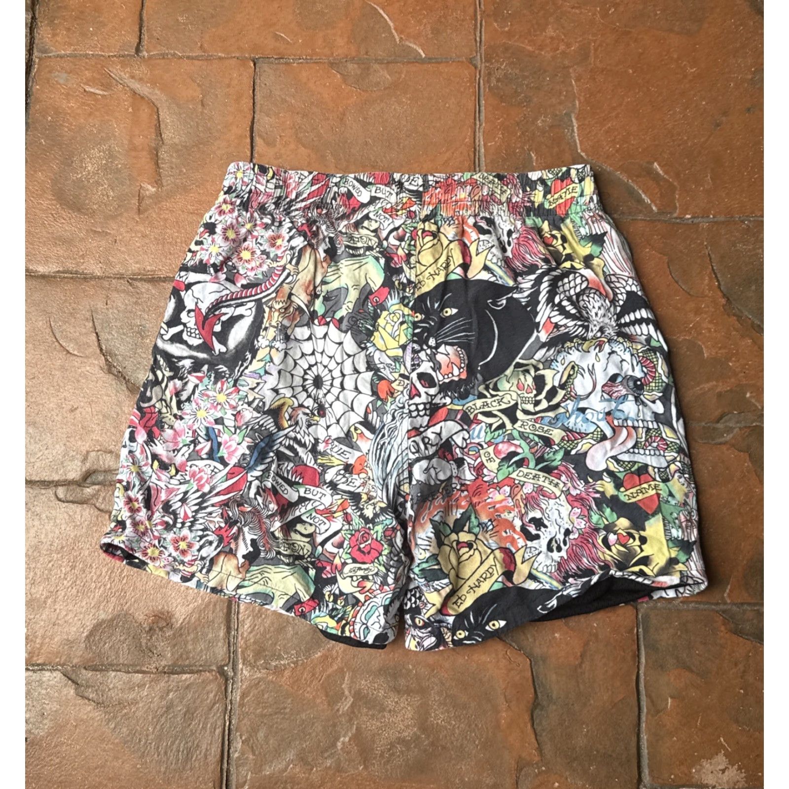 Ed Hardy Ed Hardy Y2K Tattoo College Gym Shorts Men’s Small S Multicolor Athletic Sweat with Drawstring Pockets Logo Size US 29 - 3 Thumbnail