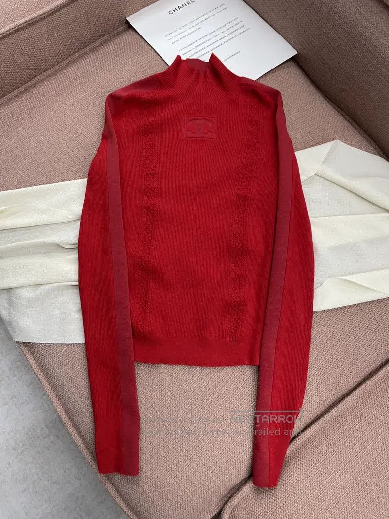 Chanel Chanel Ski Series Red Wool Double C Knitwear Long Sleeve Size XXS / US 00 / IT 34 - 1 Thumbnail