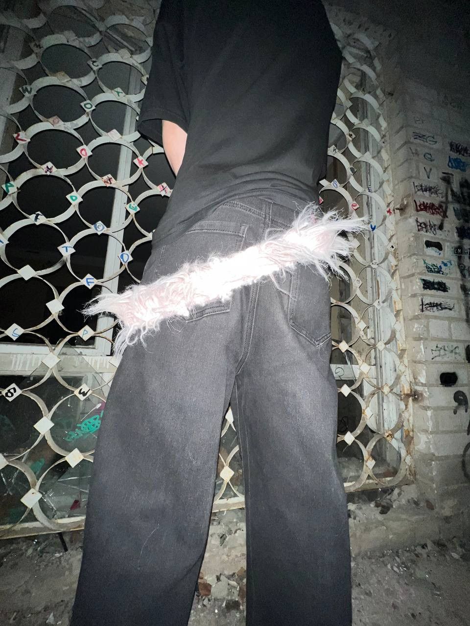 If Six Was Nine × Le Grande Bleu (L.G.B.) Vintage Y2K Fuzzy Fur Leather Metal Opium Carti Style Belts Size ONE SIZE - 2 Thumbnail