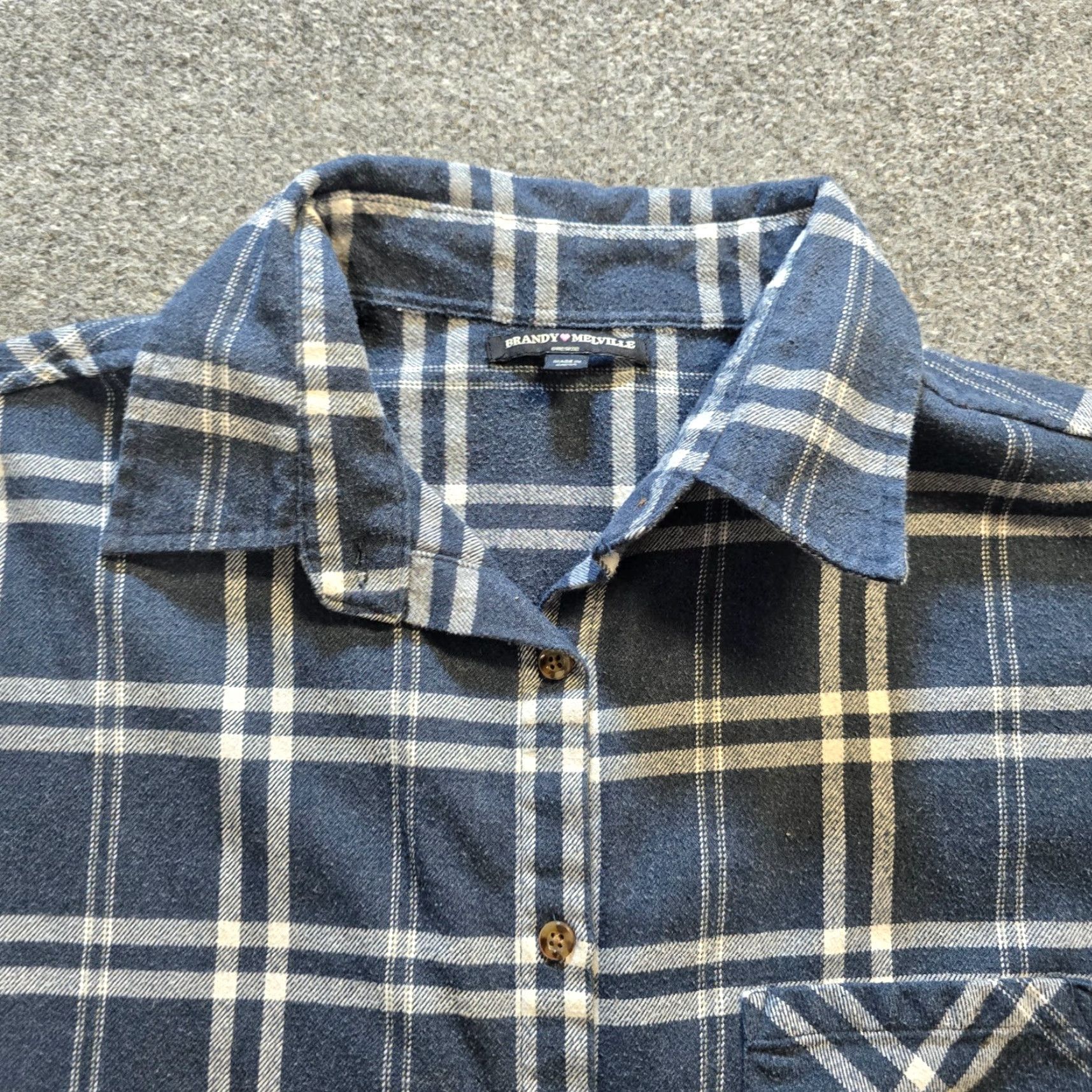 Brandy Melville Brandy Melville Top Womens One Size Gray Plaid Flannel Button Up Casual Capsule Shirt Size ONE SIZE - 2 Thumbnail