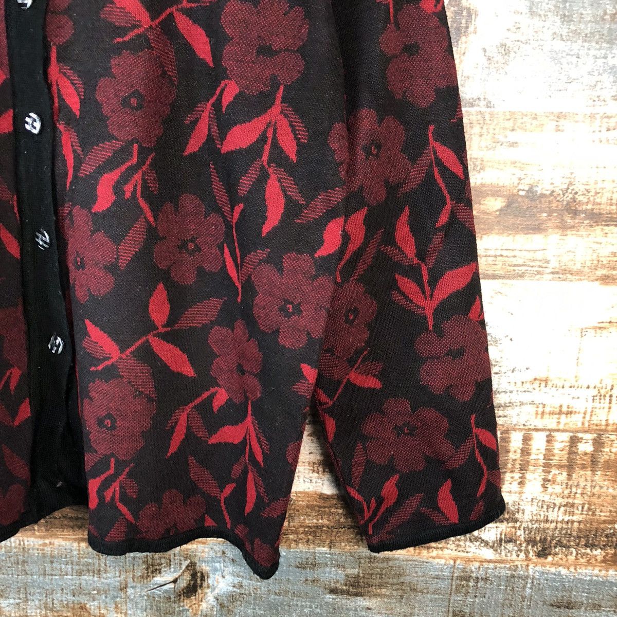 Japanese Brand Nouvelve Red Patterned Cardigans #A2043 Size L / US 10 / IT 46 - 8 Thumbnail