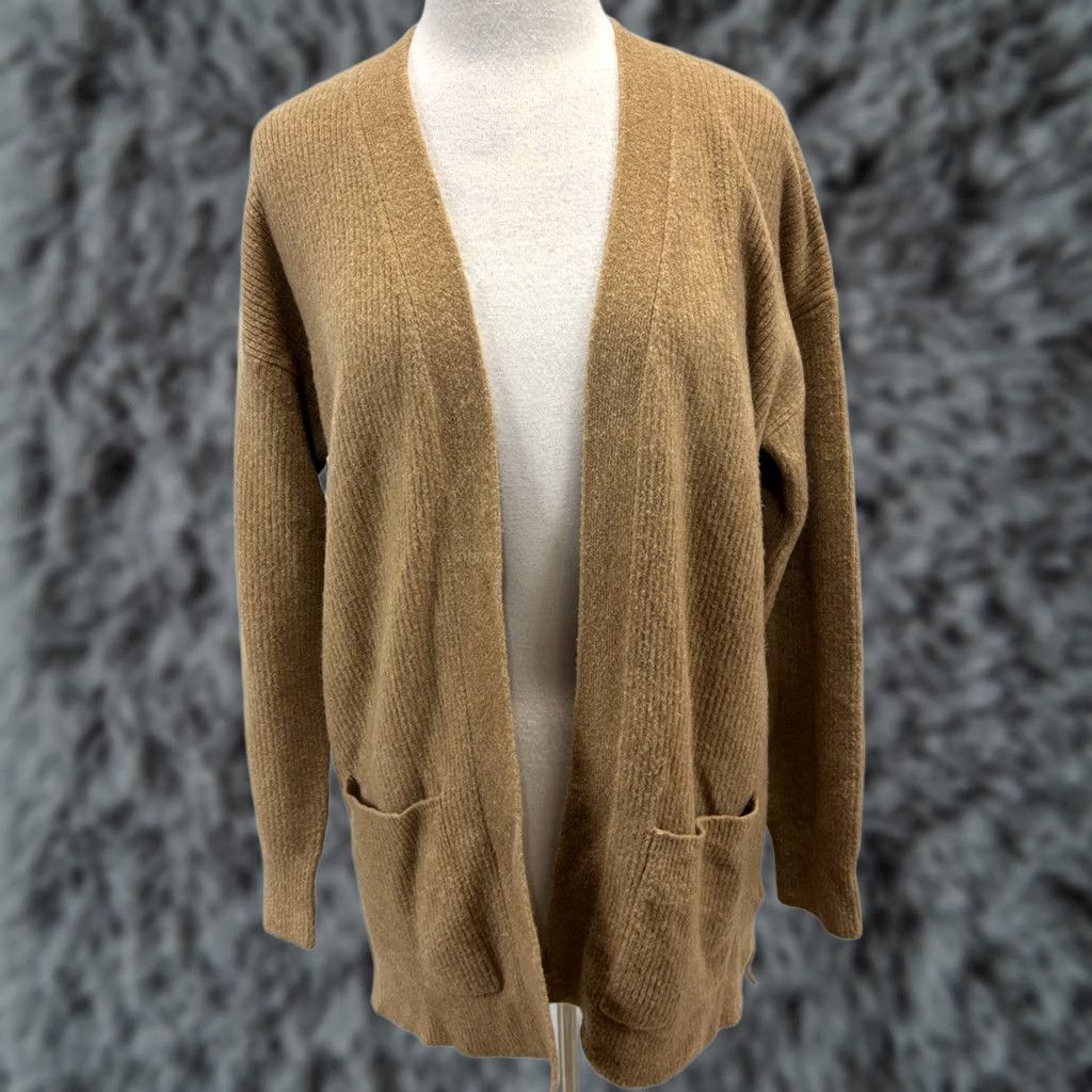 J.Crew J. Crew Cardigan Sweater Women’s M Tan Open Front Mid Length Solid Knit Acrylic Blend Vintage No Size M / US 6-8 / IT 42-44 - 1 Thumbnail