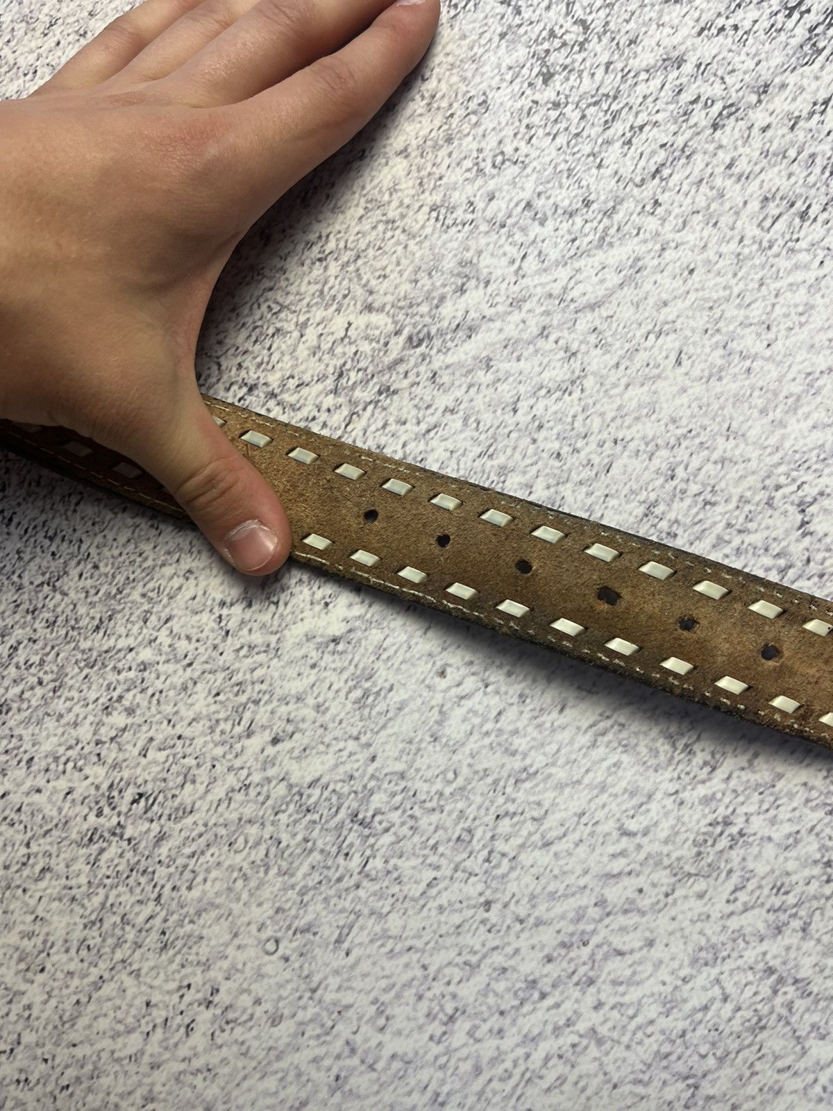 Leather Men’s Vintage Leather Belt Y2K Size ONE SIZE - 13 Thumbnail