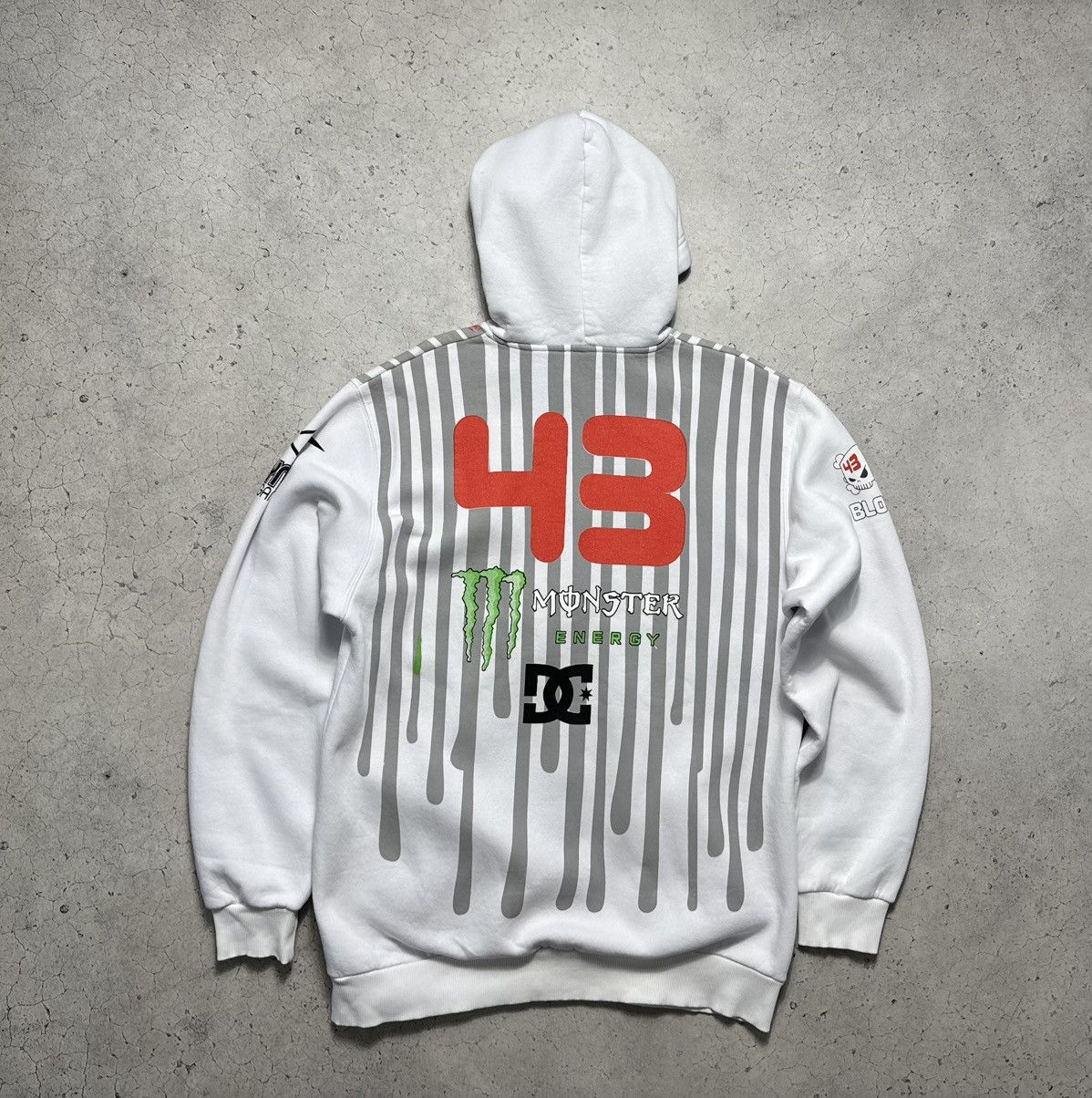 Vintage DC Shoes Monster Racing Full Zip Hoodie White Pirelli Size US XL / EU 56 / 4 - 6 Thumbnail