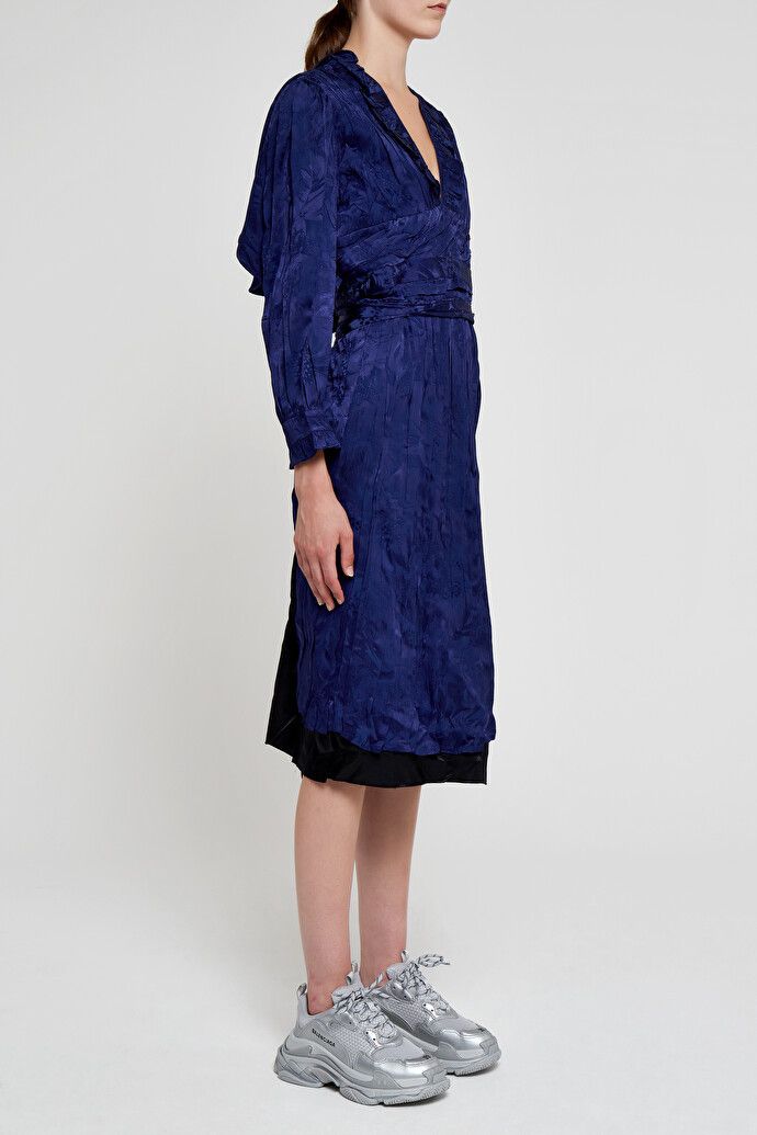 Balenciaga o1y0625 Midi Dress in Bright Blue/Black Size M / US 6-8 / IT 42-44 - 3 Thumbnail