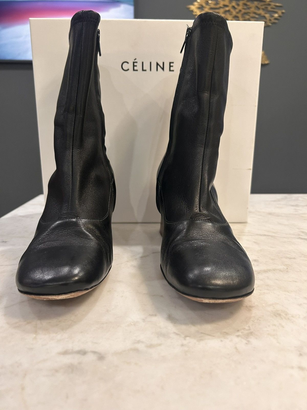 Celine Celine Black and Brown Leather Heeled Boots Size US 9 / IT 39 - 3 Thumbnail