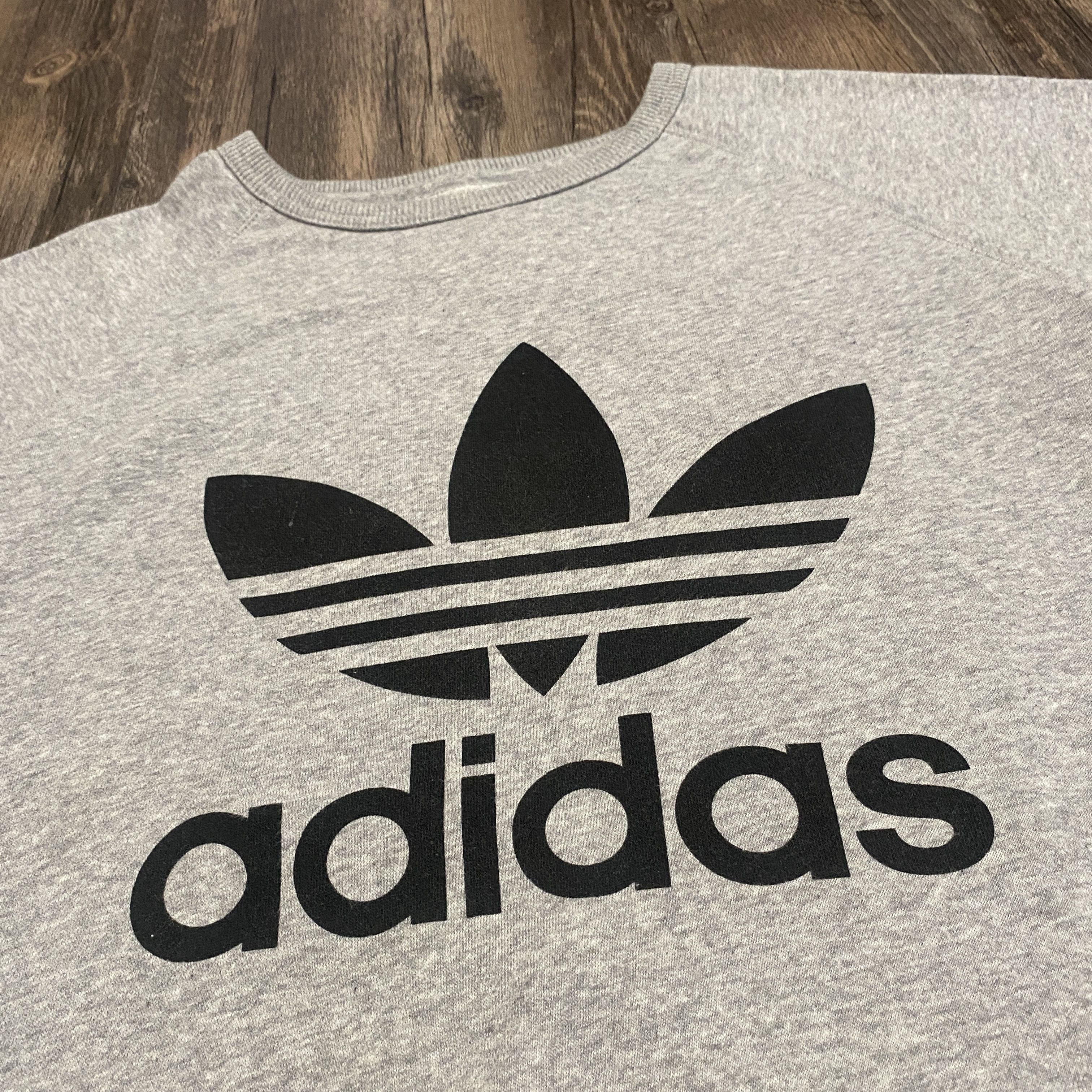 Adidas Adidas Big Logo Grey Crewneck Sweater - Size M Size US M / EU 48-50 / 2 - 2 Thumbnail