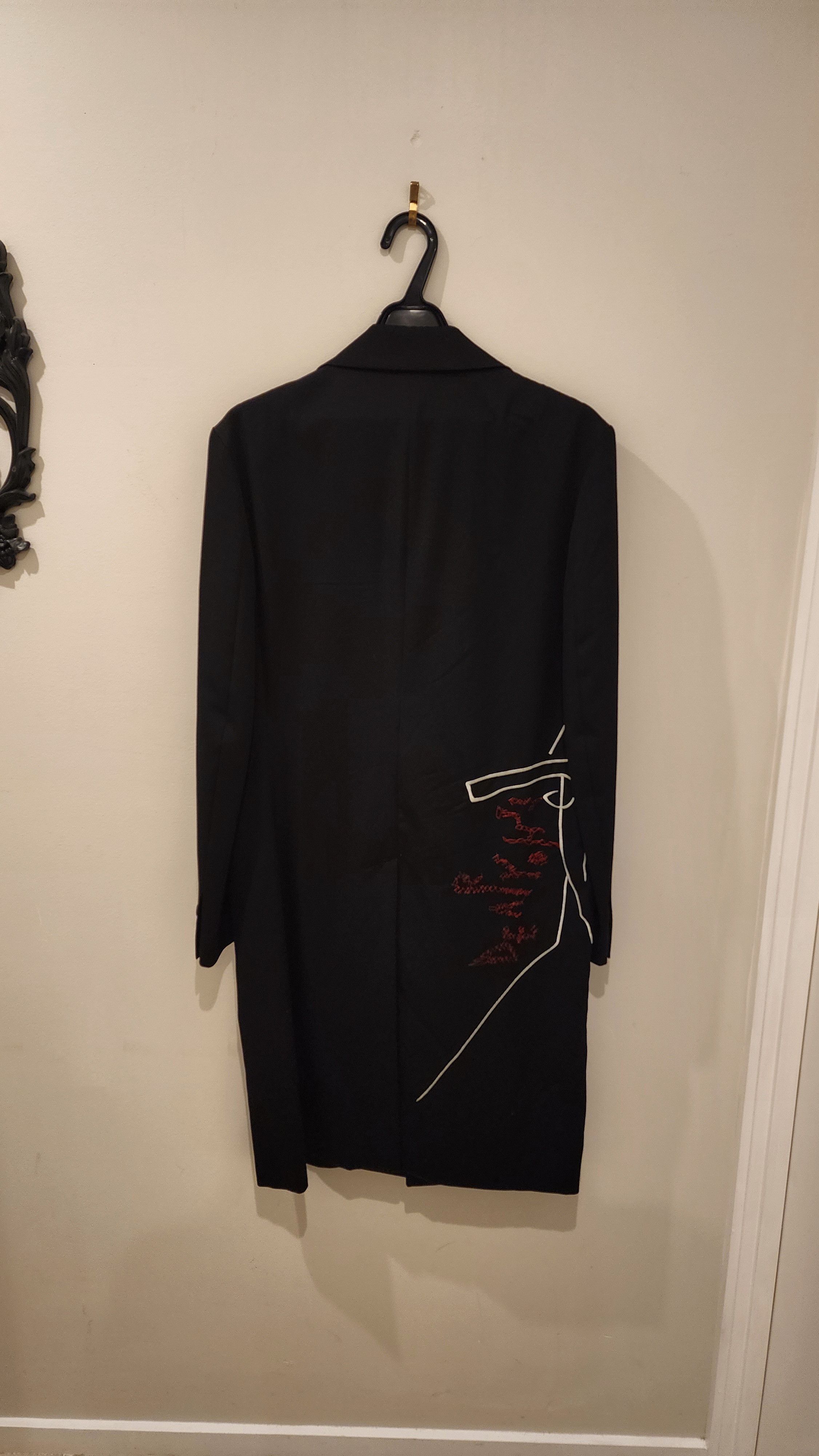Yohji Yamamoto Yohji SS22 Pour Homme Rei Miyazawa Embroidered Coat Size 48R - 3 Thumbnail