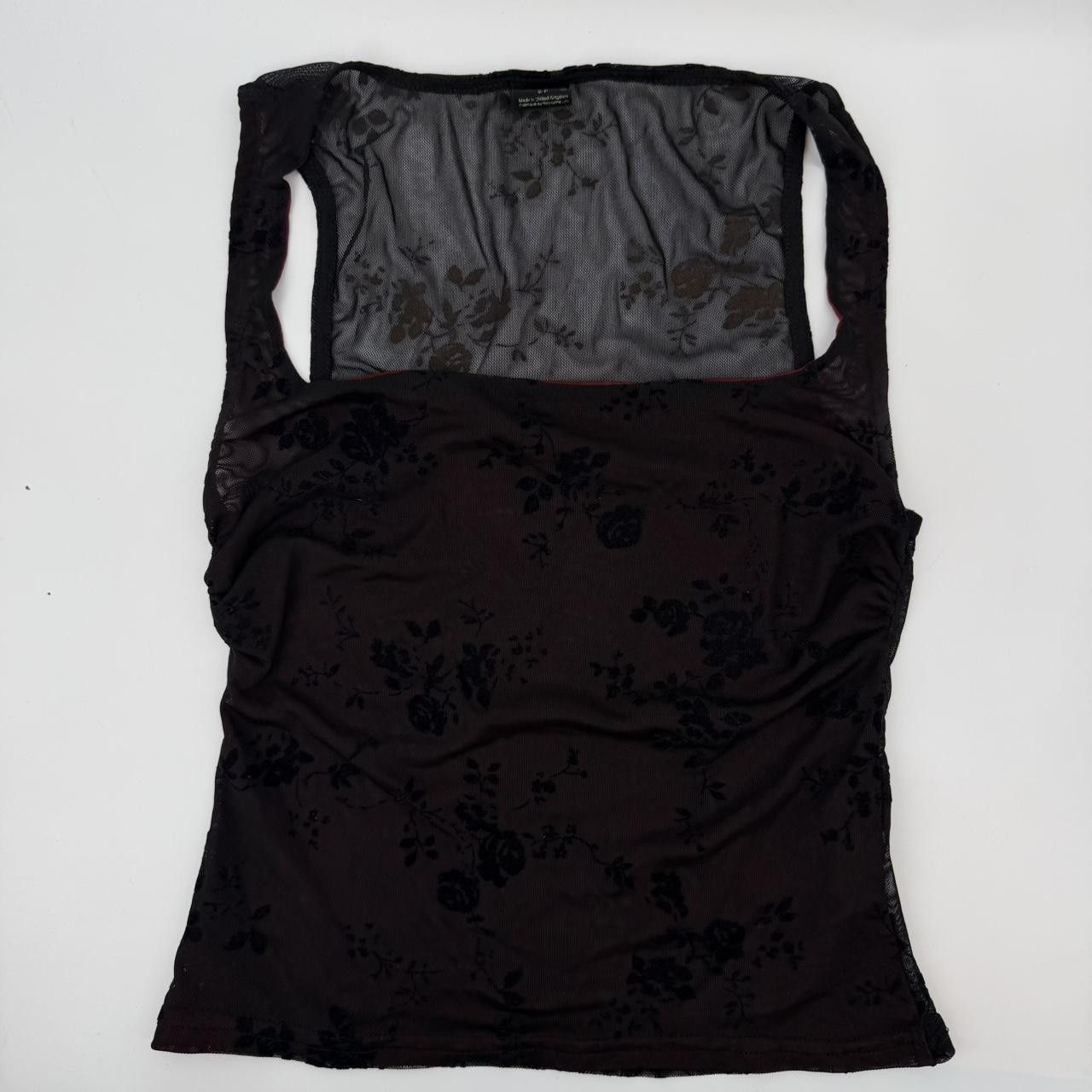 Urban Outfitters Urban Outfitters Elora Floral Flock Mesh Vest Top Small Size S / US 4 / IT 40 - 3 Thumbnail