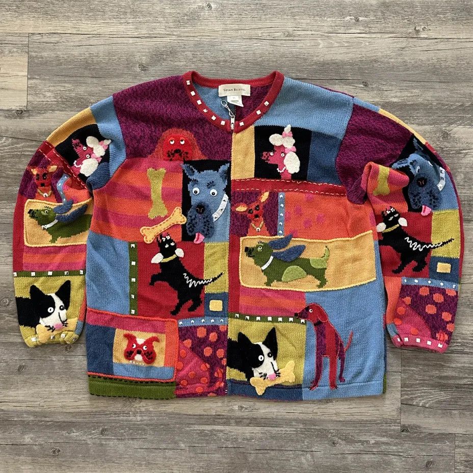 Other Vintage 2002 Susan Bristol Patchwork Dog Sweater Size XL Size XL / US 12-14 / IT 48-50 - 1 Thumbnail