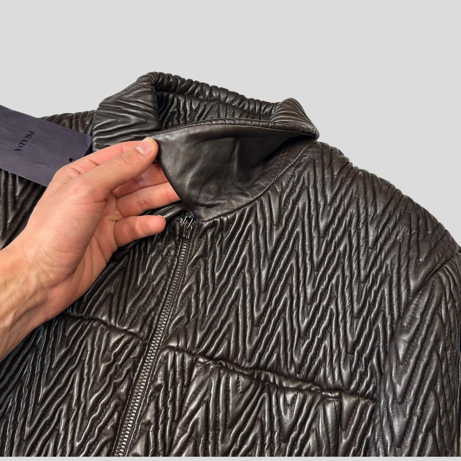 Prada Prada Milano 2006 Runway 3D Ruched Leather Zigzag Jacket - M Size US M / EU 48-50 / 2 - 6 Thumbnail