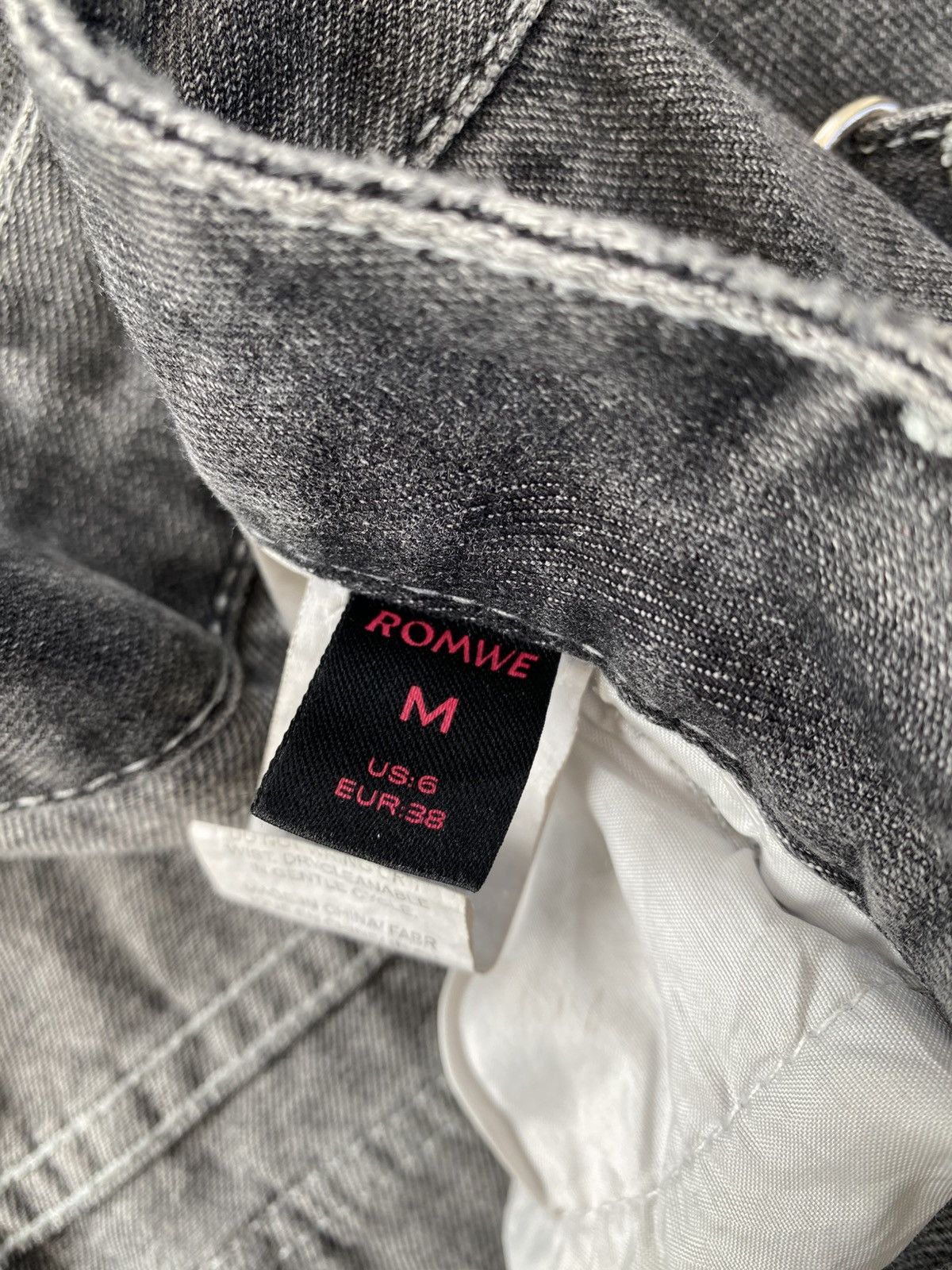 Japanese Brand ROMWE SUPER BAGGY RAVER PANT DENIM CARGO FADED BLACK Size US 30 / EU 46 - 6 Thumbnail