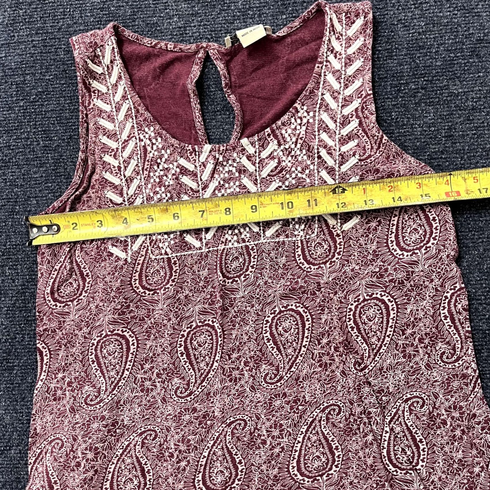 Lucky Brand Lucky Brand Tank Womens XS Red Paisley Embroidered Scoop Neck Boho Shirt Sleeveless Womens XS Red Paisley Embroidered Boho Tank Top Size XS / US 0-2 / IT 36-38 - 5 Thumbnail