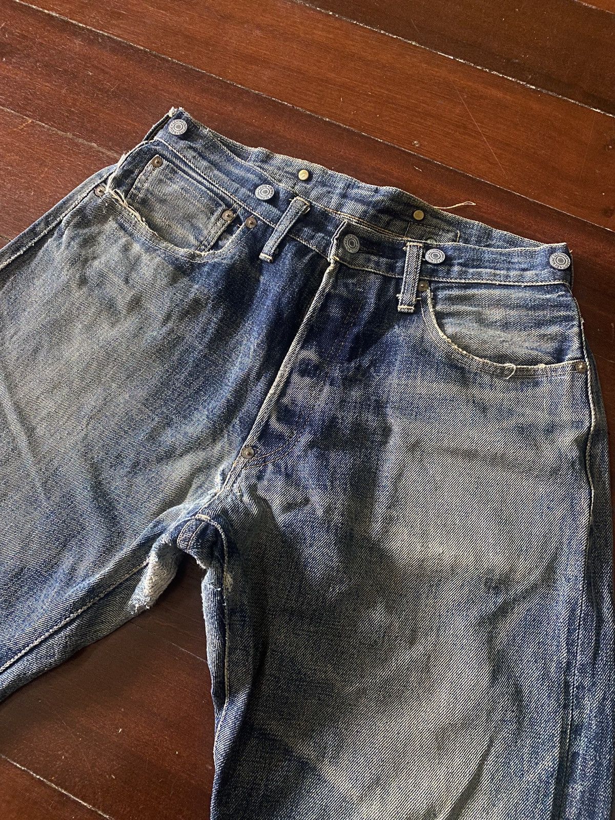 Vintage DENIME JAPAN Vintage Honeycomb Rusty distressed rework B1 Size US 31 - 19 Thumbnail