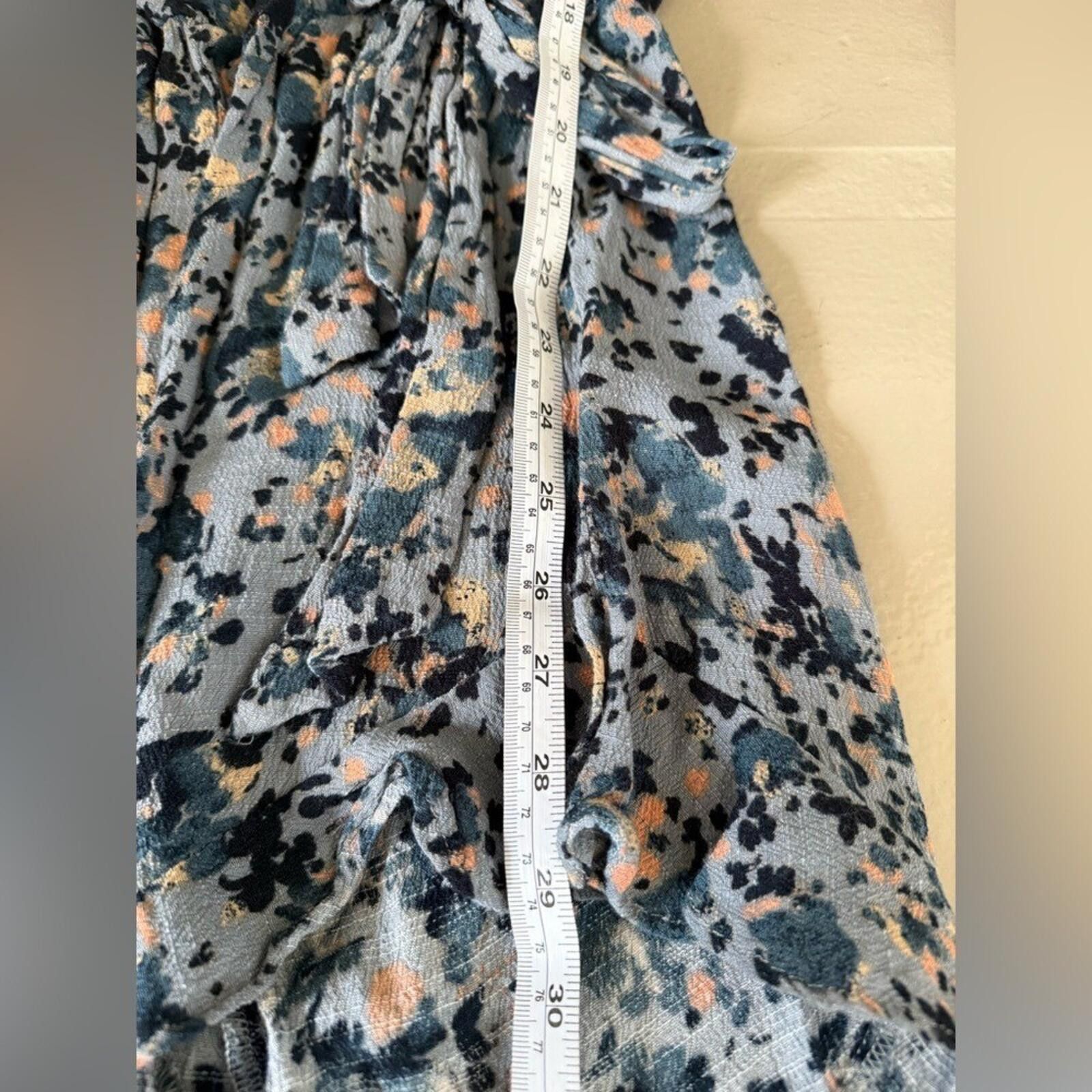 Free People Free People Floral Wrap Romper Boho Ruffle Tie Waist Blue S Size 28" / US 6 / IT 42 - 10 Thumbnail