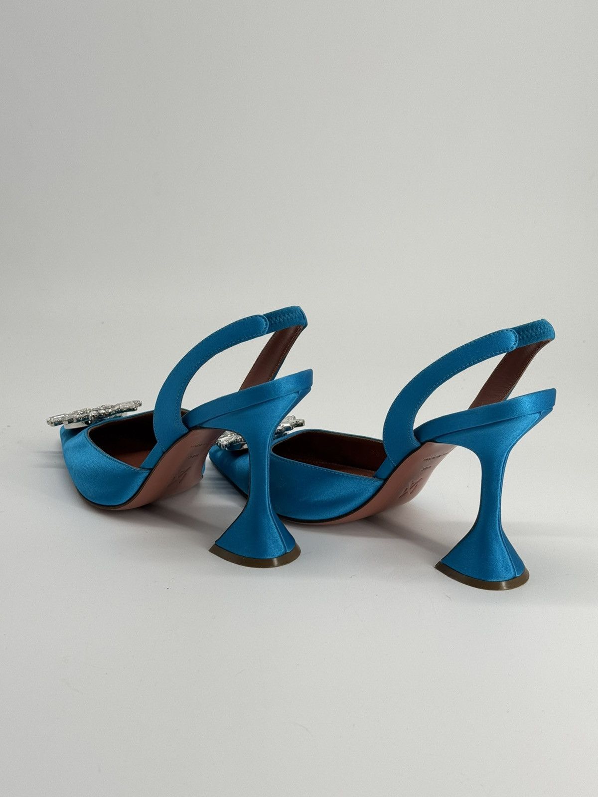 Amina Muaddi Amida Muaddi Begum Satin Slingbag Pumps Blue 38 1/2 Size US 9 / IT 39 - 5 Thumbnail