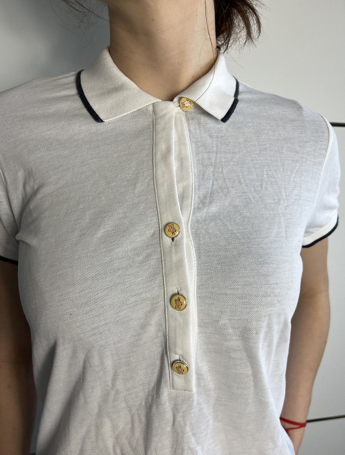 Moncler Polo Shirt Moncler White Logo Buttons Size M / US 6-8 / IT 42-44 - 2 Thumbnail
