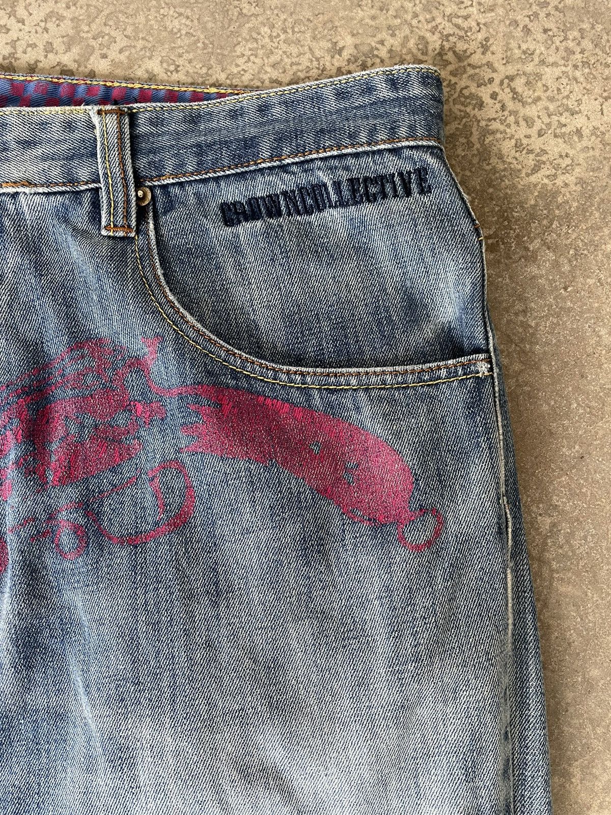 Japanese Brand Japanese Brand Embroidered Baggy Denim Size US 37 - 6 Thumbnail