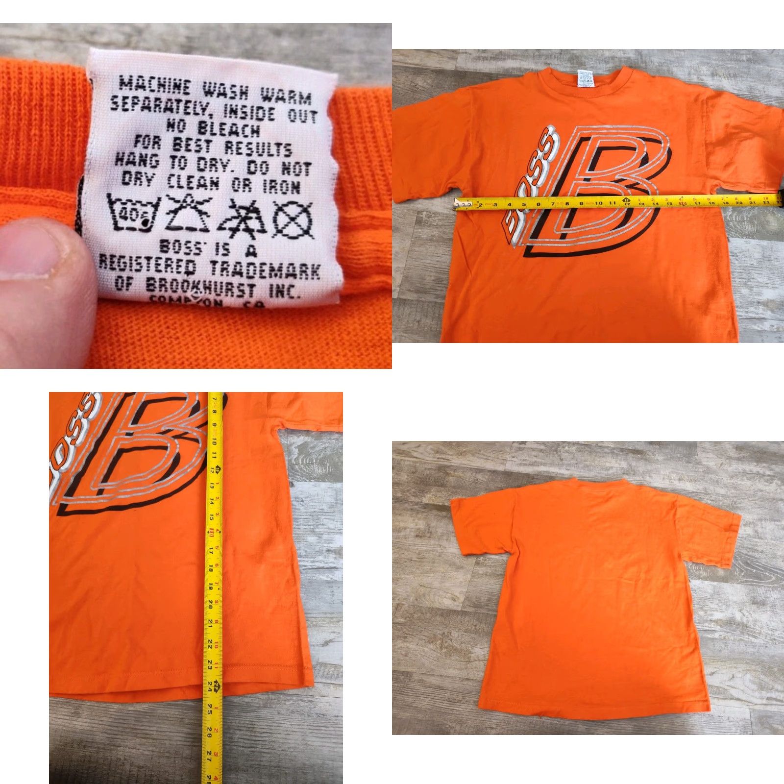 Vintage VINTAGE Boss T-Shirt Men 90s Short Sleeve Cotton Orange Graphic Print Shadow Box XL Made in USA Size US XL / EU 56 / 4 - 8 Thumbnail