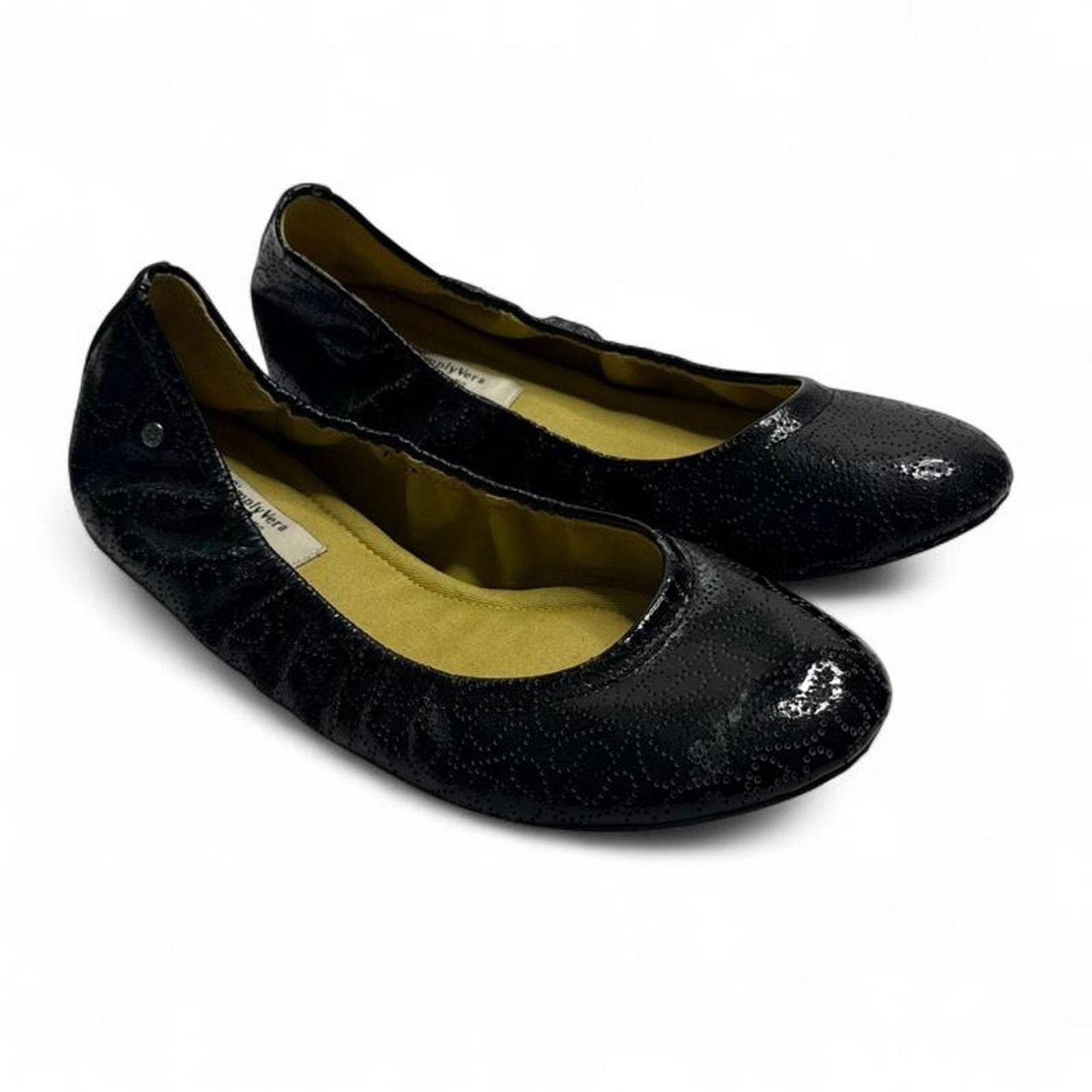 Vera Wang Simply Vera Wang Patterned Black leather ballet flats size 8 Size US 8 / IT 38 - 1 Thumbnail