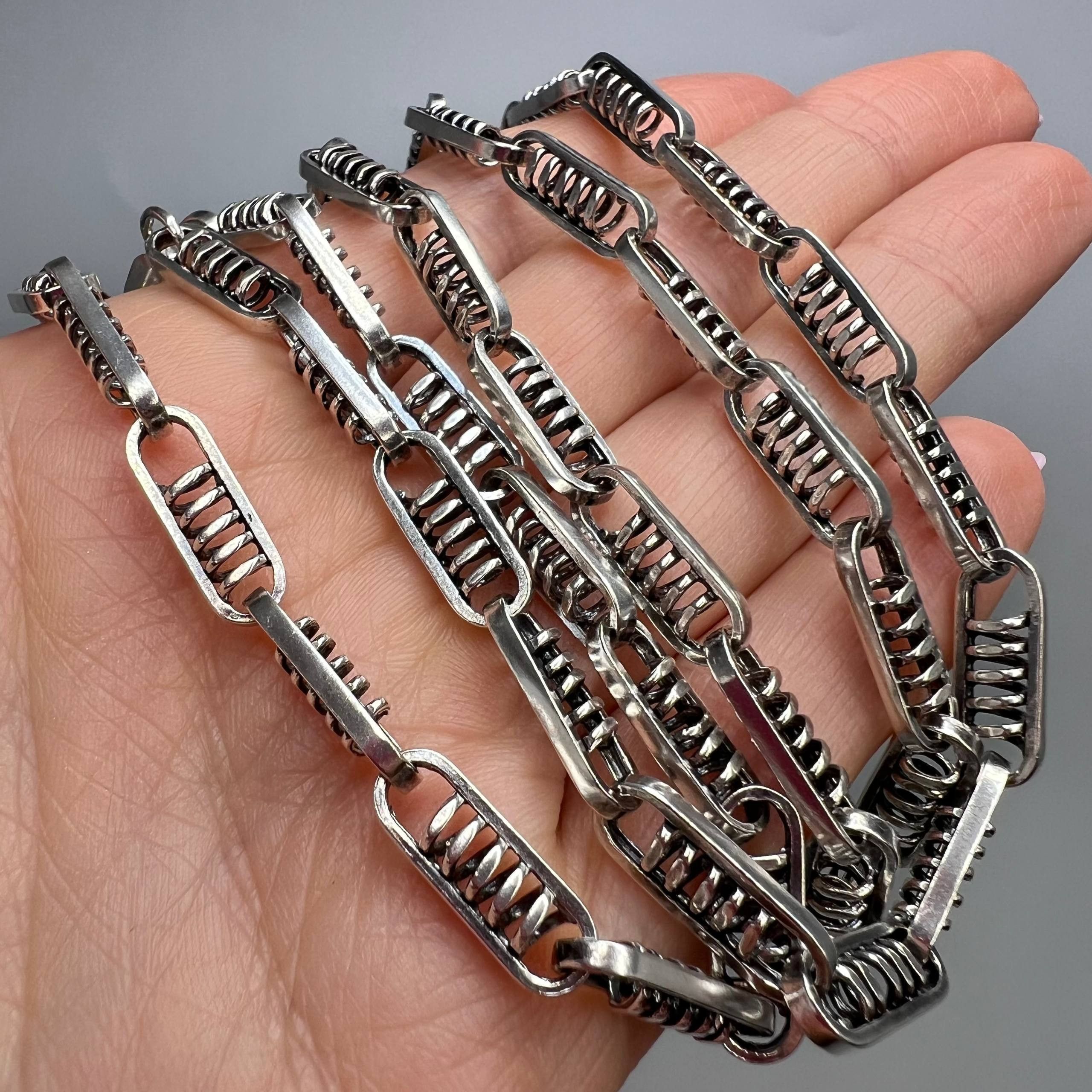 Sterling Silver Vintage Sterling Silver 925 Heavy Chain Unisex Jewelry 65cm Size ONE SIZE - 1 Thumbnail