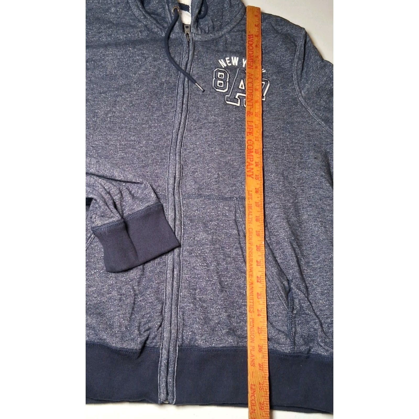 Aeropostale Aeropostale Hoodie Men XL Sherpa Lined Zip Blue New York AERO Hoodie Full Zip Pockets Embroidered Size US XL / EU 56 / 4 - 7 Thumbnail
