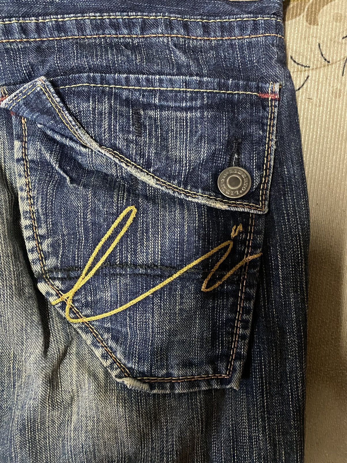 If Six Was Nine Japanese Brand Liberto Xxx Flare Distressed Denim Size US 33 - 3 Thumbnail