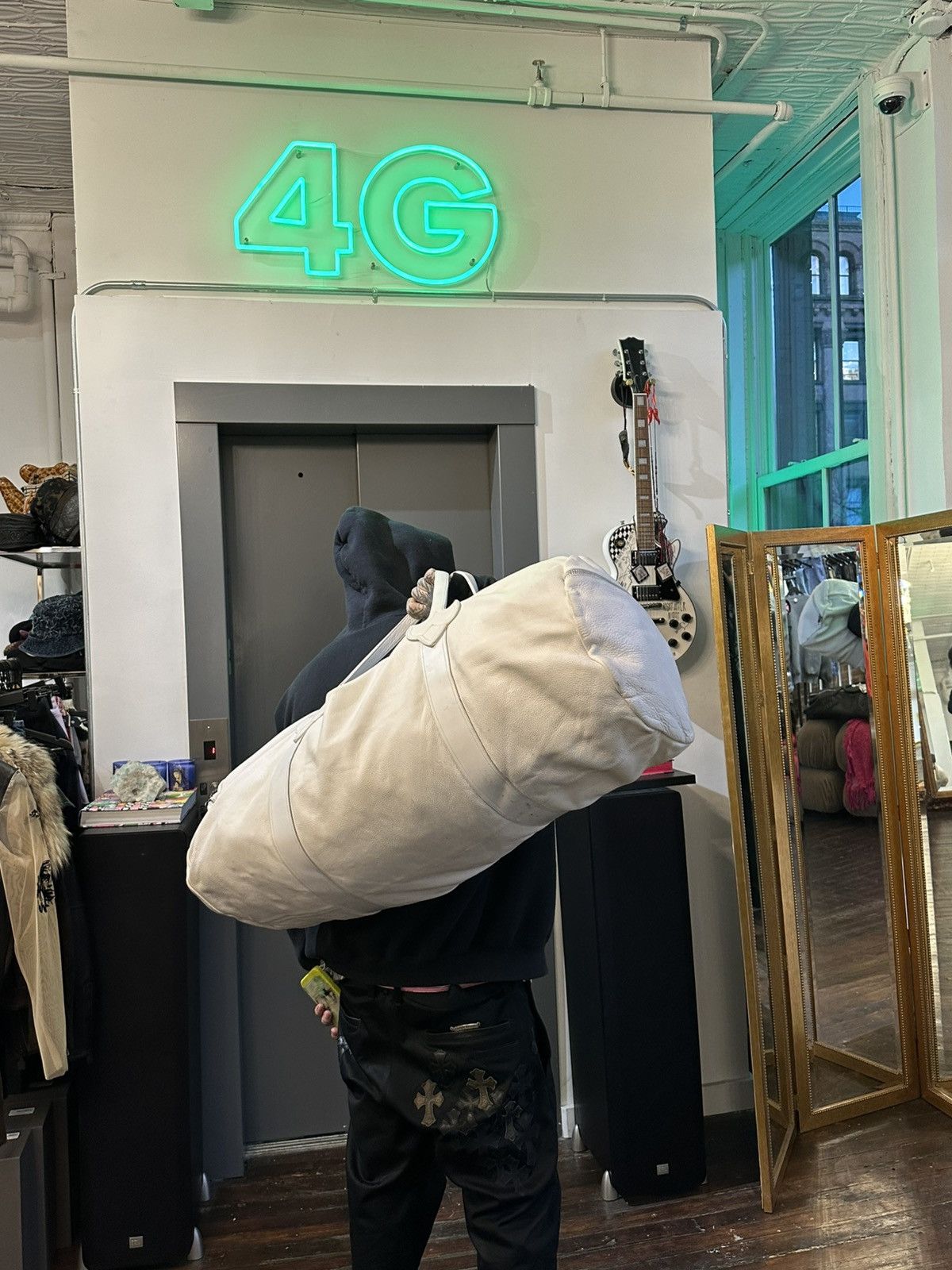 Chrome Hearts CHROME HEARTS XXXL WHITE FLUR DUFFLE | Grailed
