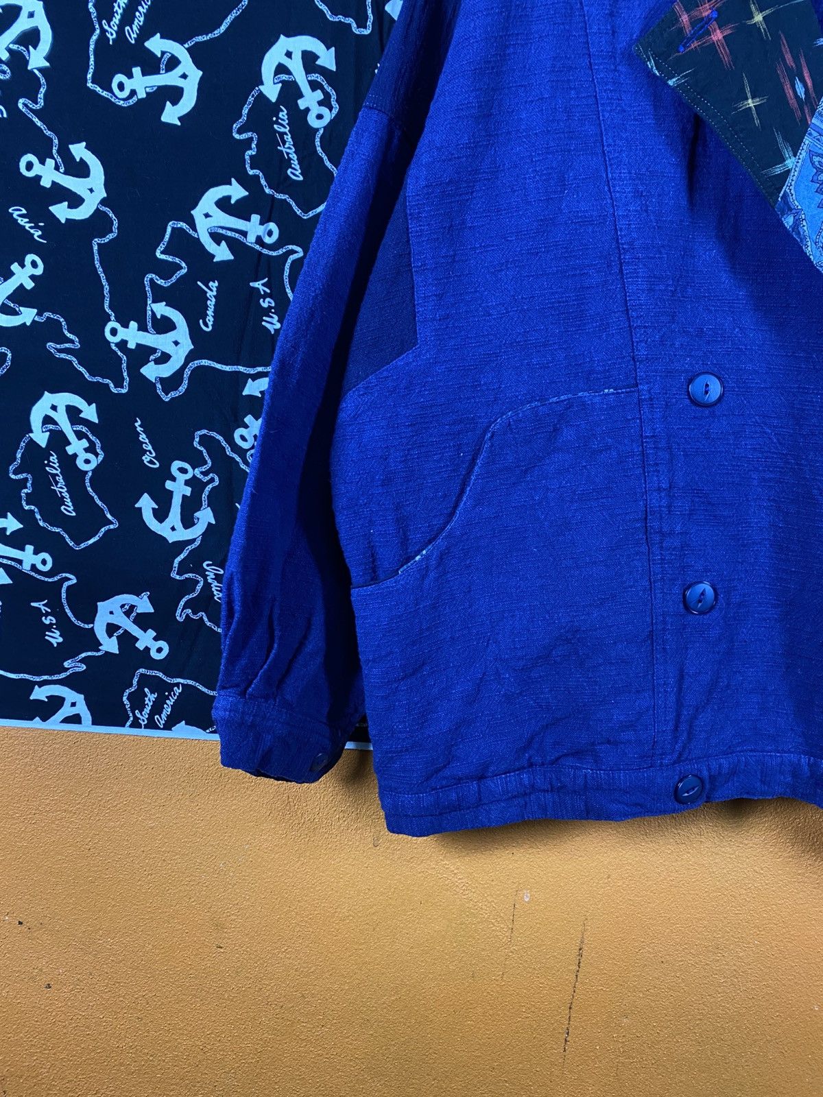 Japanese Brand Vintage Japanese Linen Blend Patchwork Collar Blue Jacket Size L / US 10 / IT 46 - 9 Thumbnail
