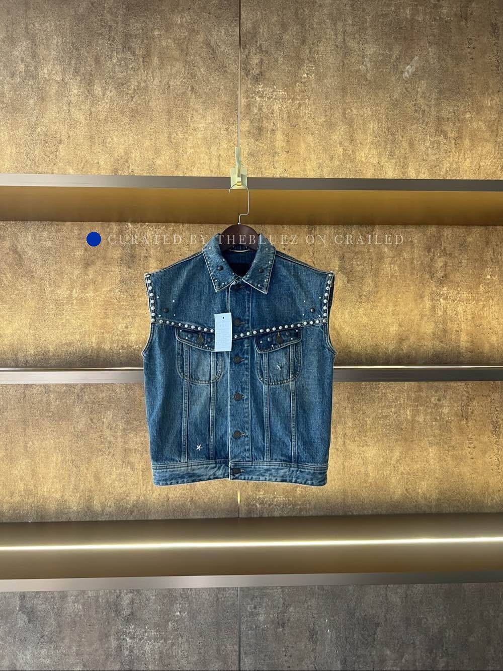 Saint Laurent Paris Blue Studded Denim Vest Size US S / EU 44-46 / 1 - 1 Thumbnail