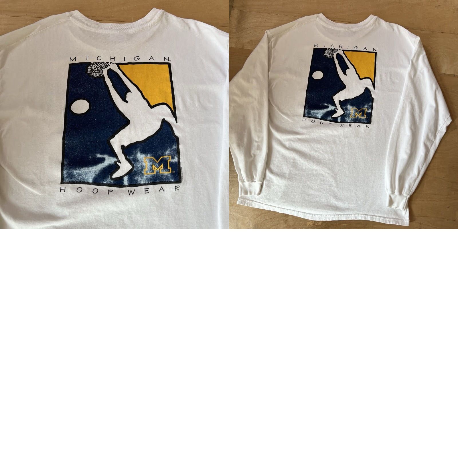 Vintage VINTAGE Michigan Wolverines Basketball Shirt XL White 90s Hoopwear Jalen Rose Mens Crew Neck Logo Size US XL / EU 56 / 4 - 8 Thumbnail
