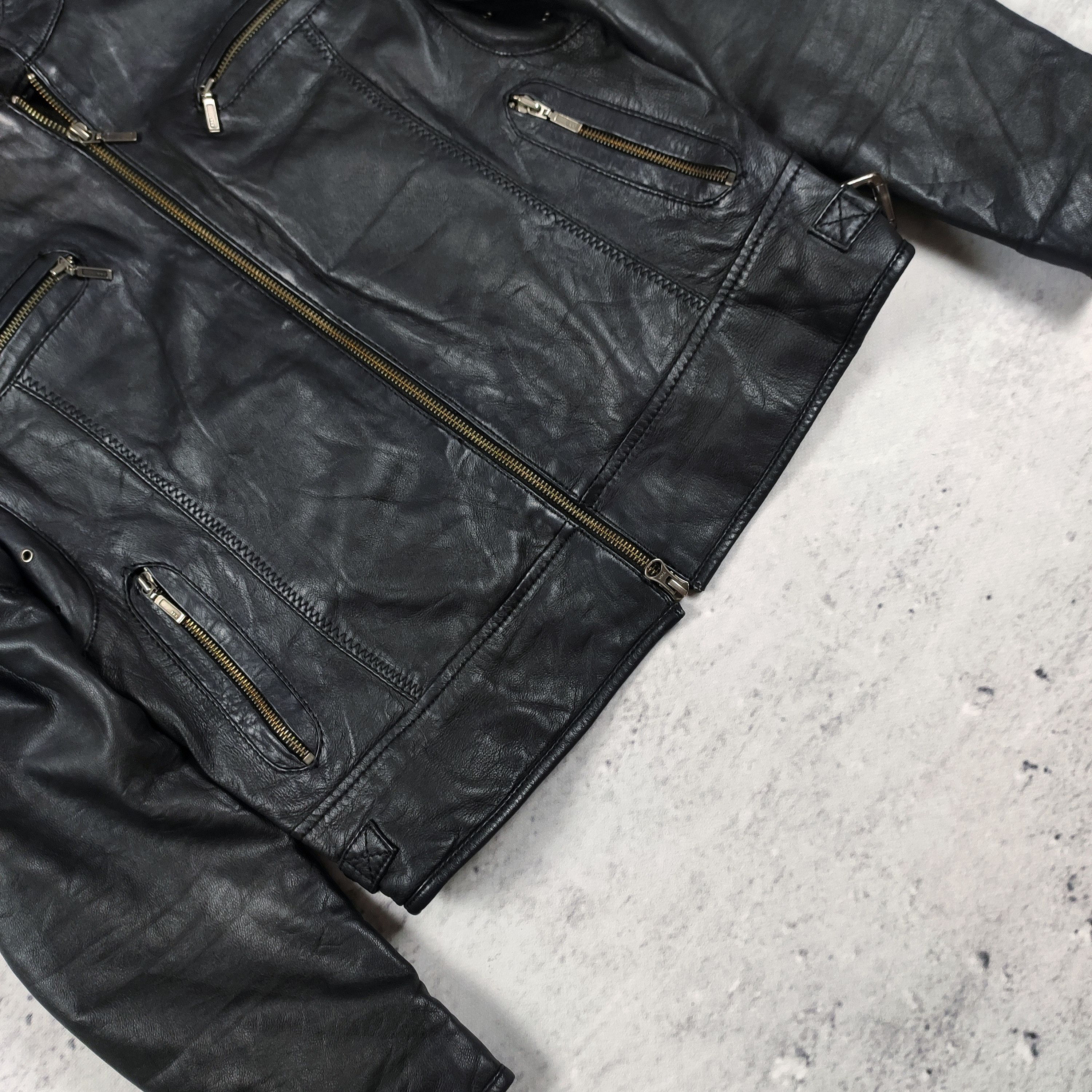 Vintage Vintage leather biker jacket opium cyber Size L / US 10 / IT 46 - 3 Thumbnail
