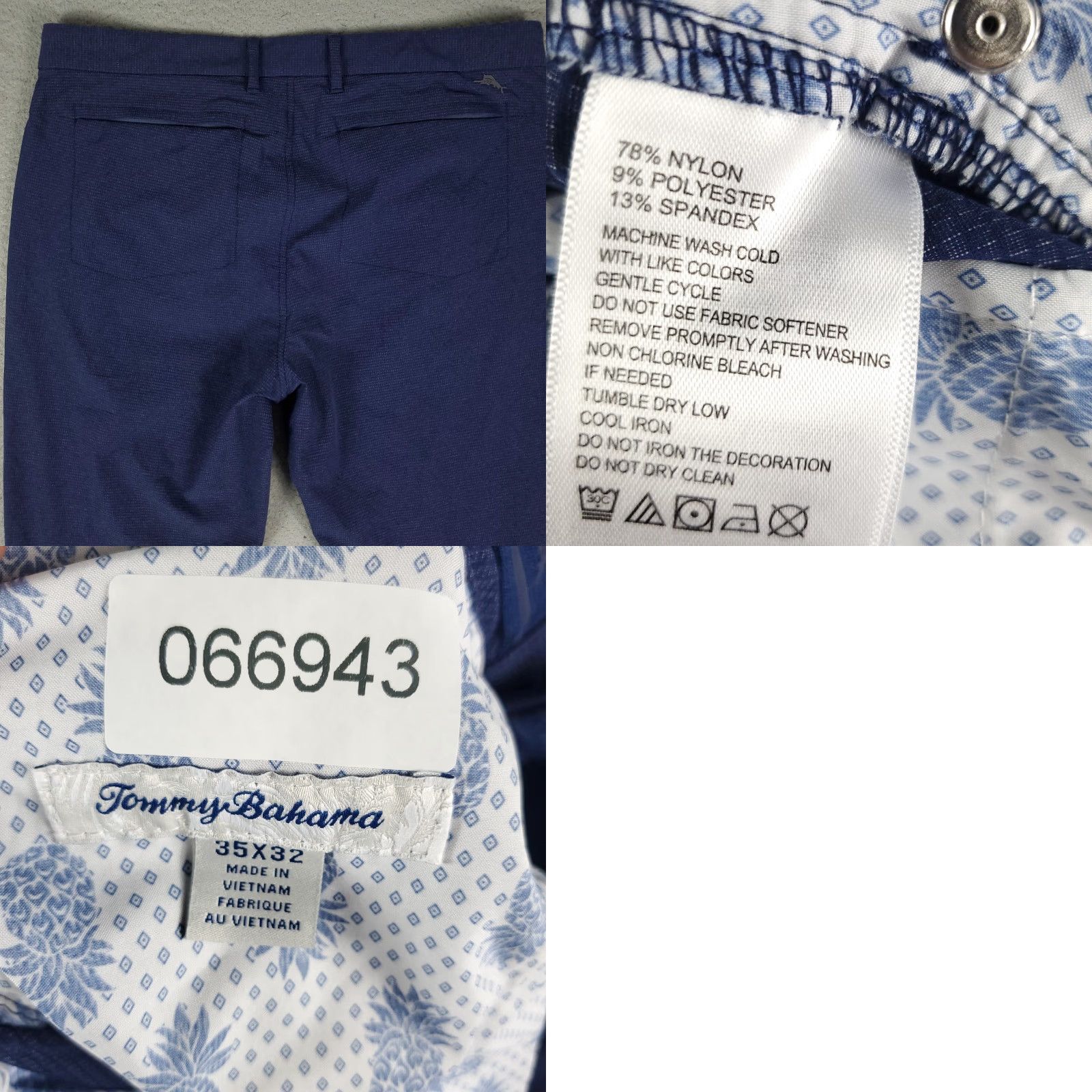 Tommy Bahama Tommy Bahama Pants Mens 35x30 Blue Nylon Stretch Flat Front Chino Trousers Size US 35 - 8 Thumbnail