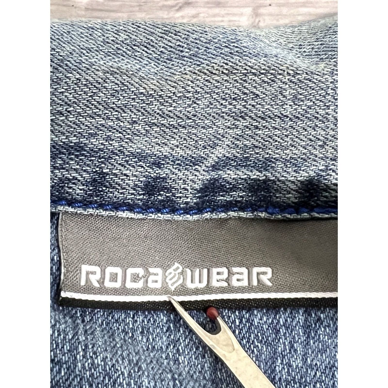 Rocawear Rocawear Denim Jacket Hip Hop Vintage Y2K Embroidered Patches Logo Mid-Length S/M Men Blue Jacket Size US S / EU 44-46 / 1 - 5 Thumbnail