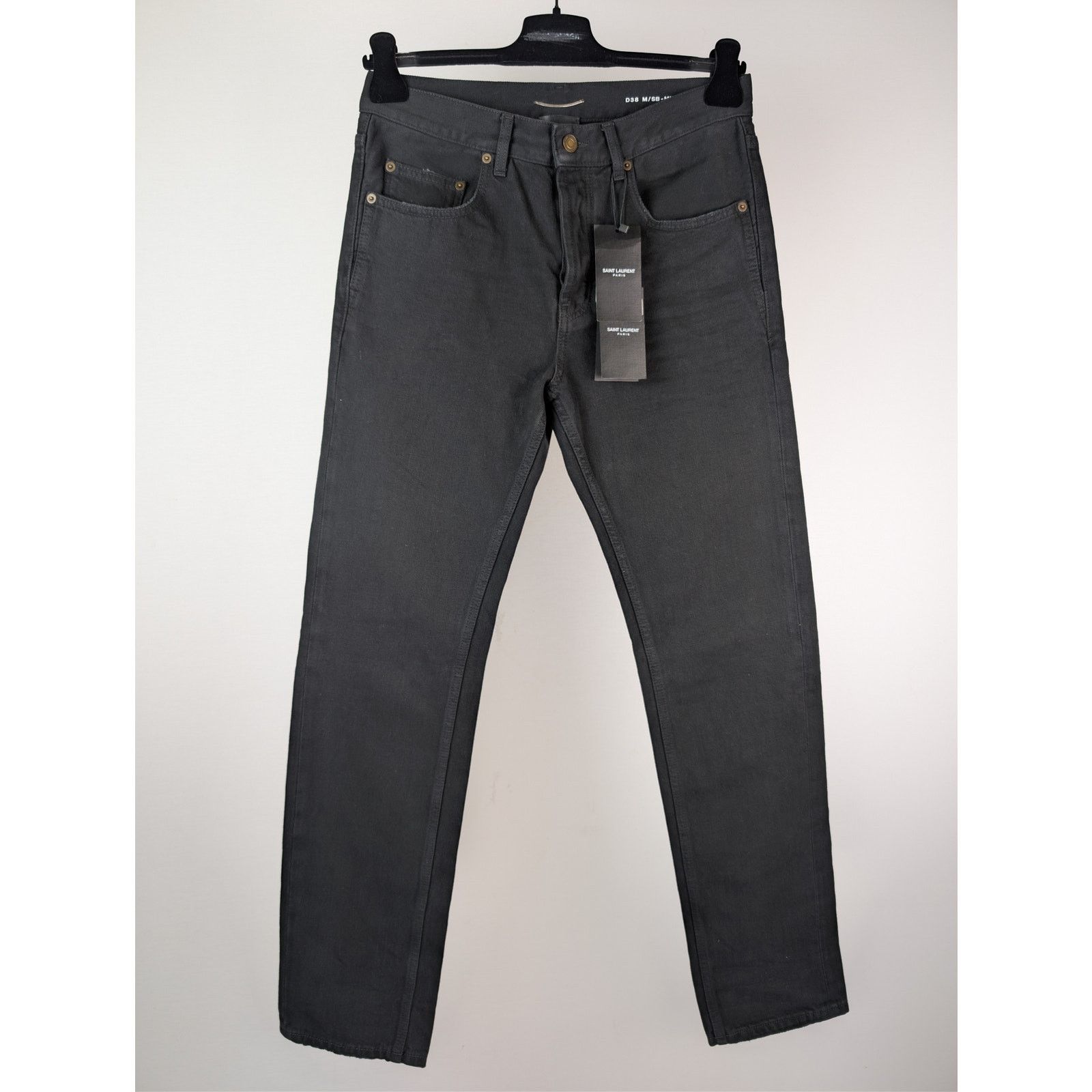 Saint Laurent Paris o1rshd1 Straight Baggy Denim Jeans in Oklahoma Black Size US 29 - 2 Thumbnail
