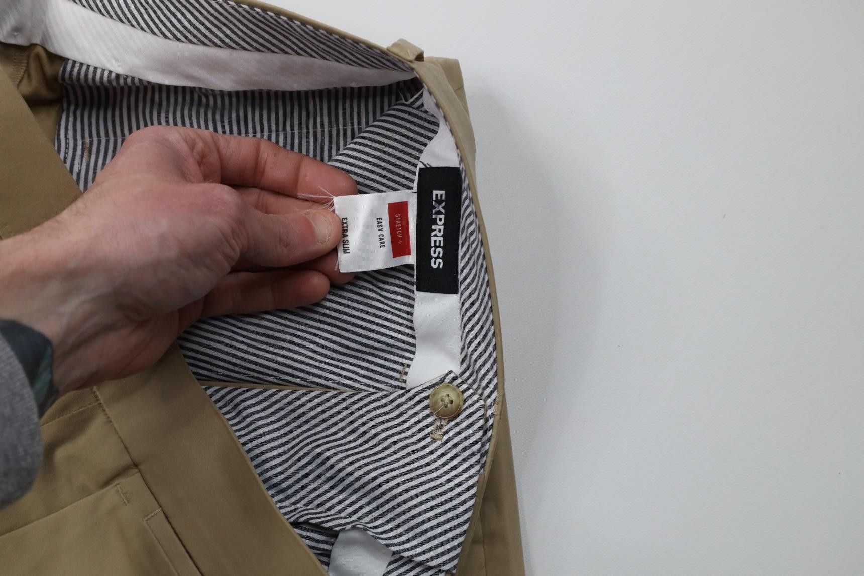 Express Express Stretch+ Extra Slim Fit Chino Pants Trousers Beige Size US 34 / EU 50 - 9 Thumbnail